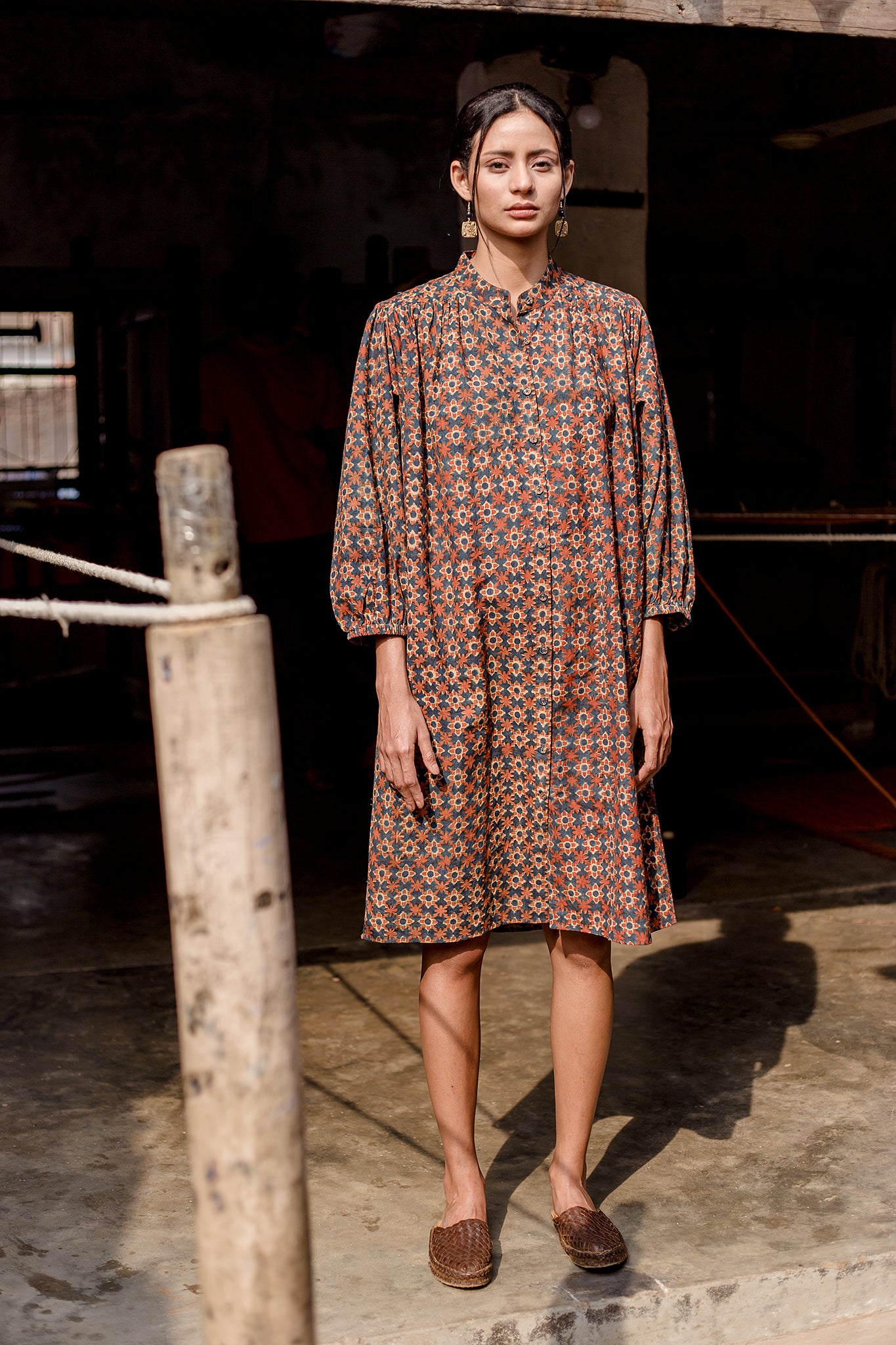 Samira Tunic in Rust Floral Block MW