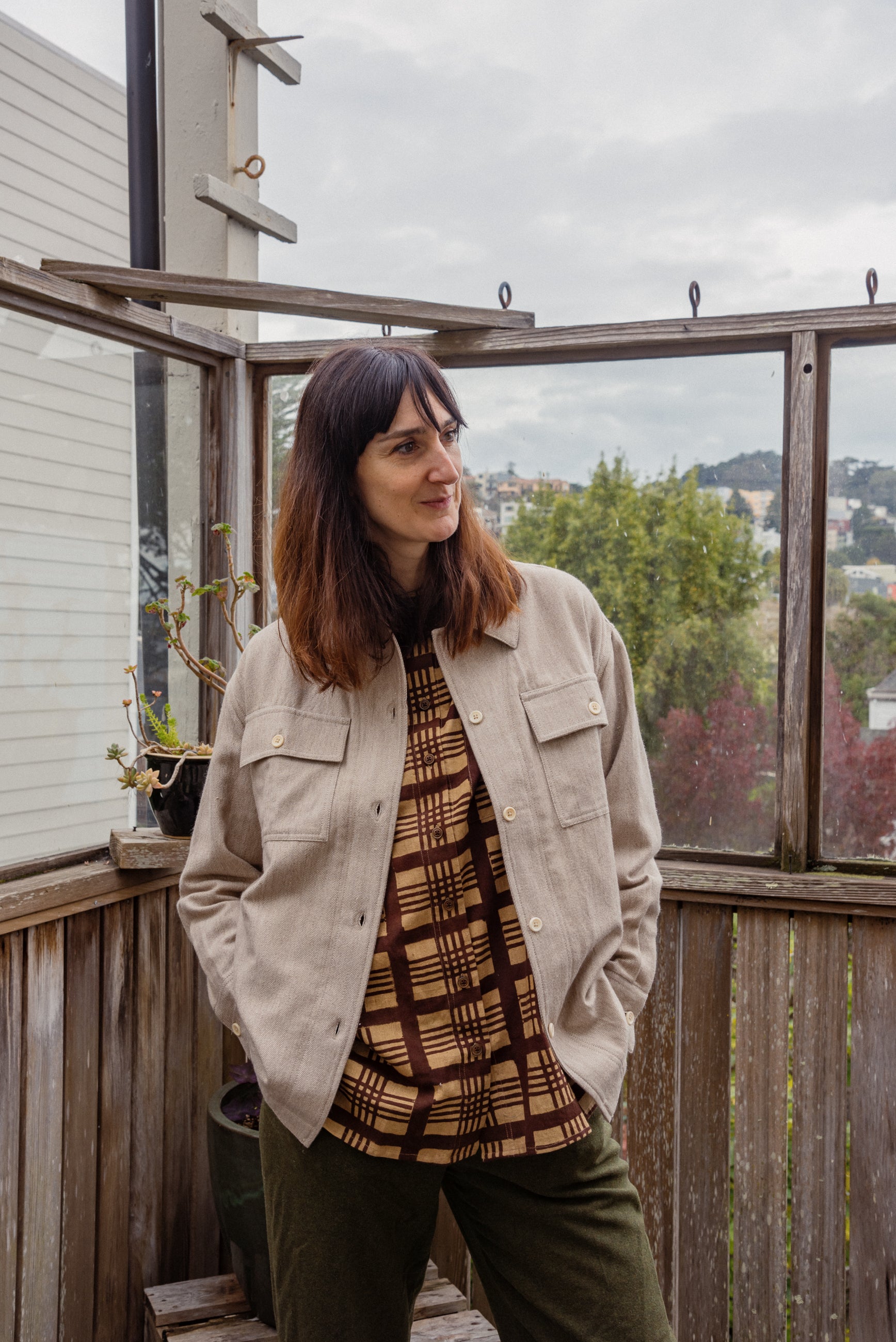 Rasha Overshirt Jacket in Beige Cotton Wool