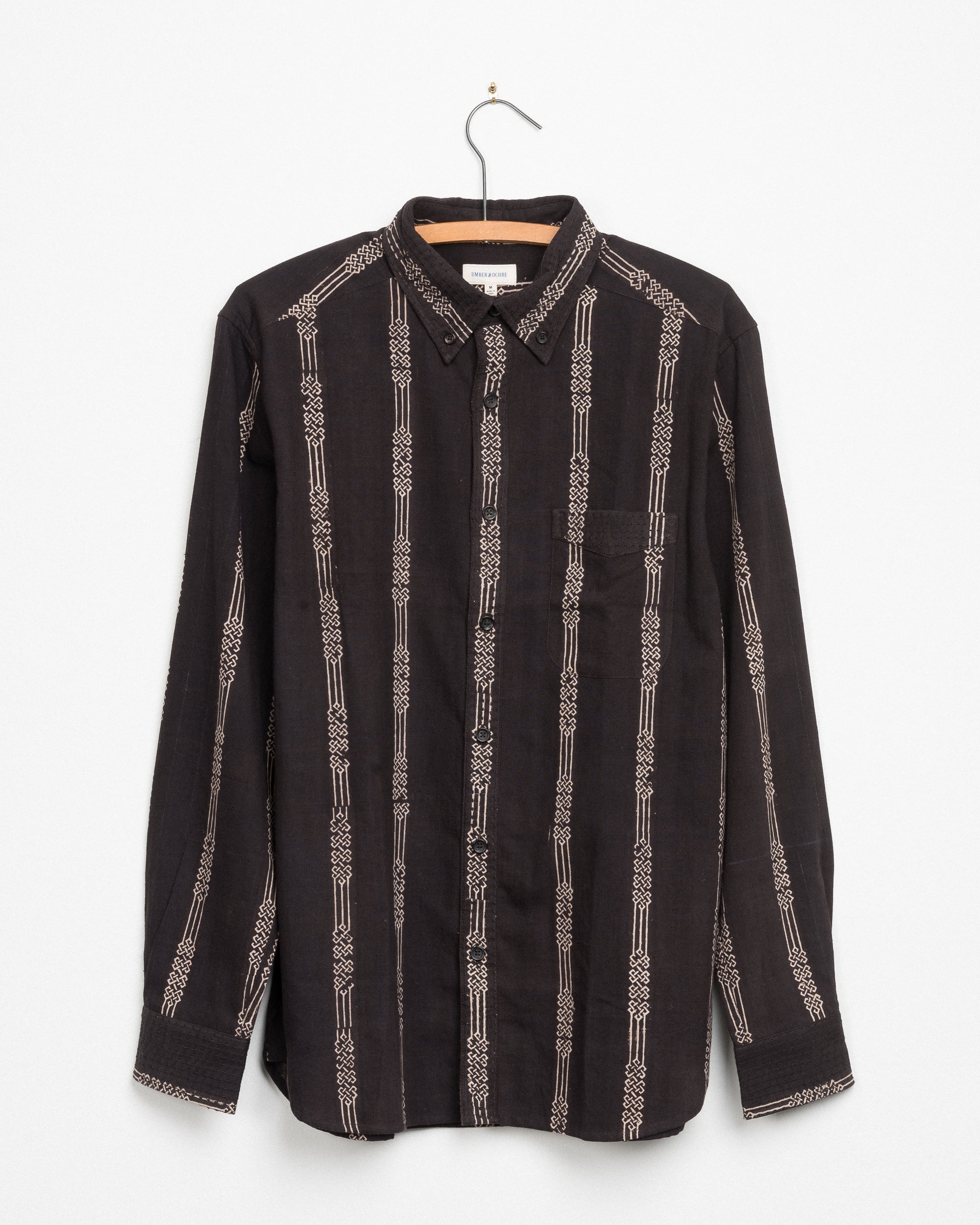 Kabir Shirt in B&W Endless Knot Block Print