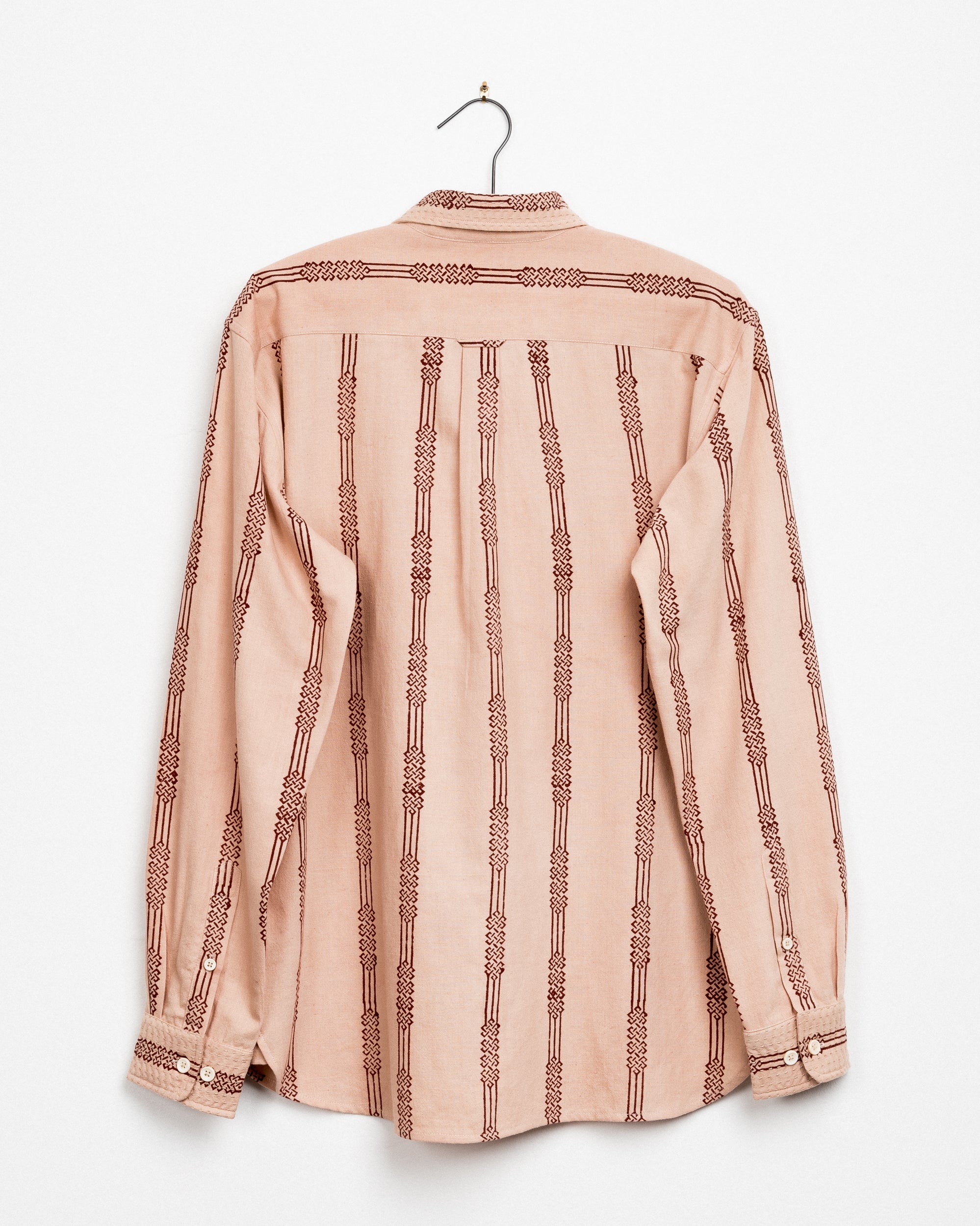 Kabir Shirt in Camel Endless Knot Block Print