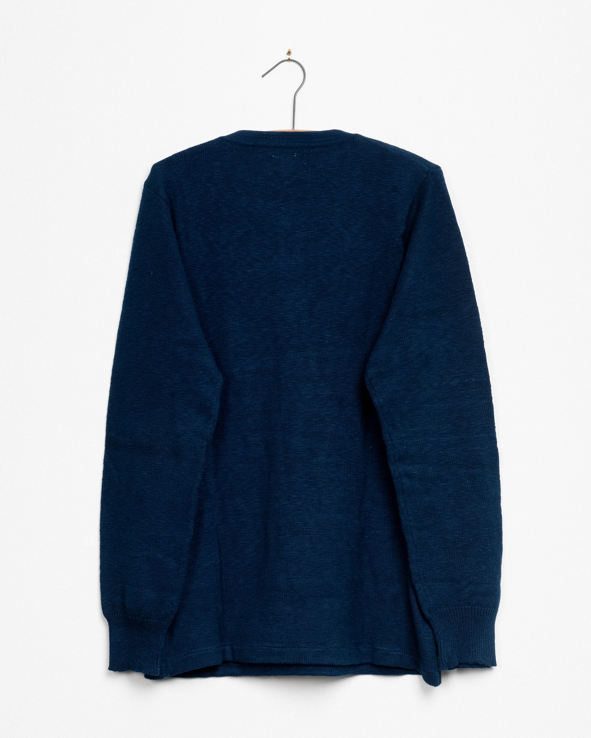Manbir Johnny Collar Knit Tee in Indigo