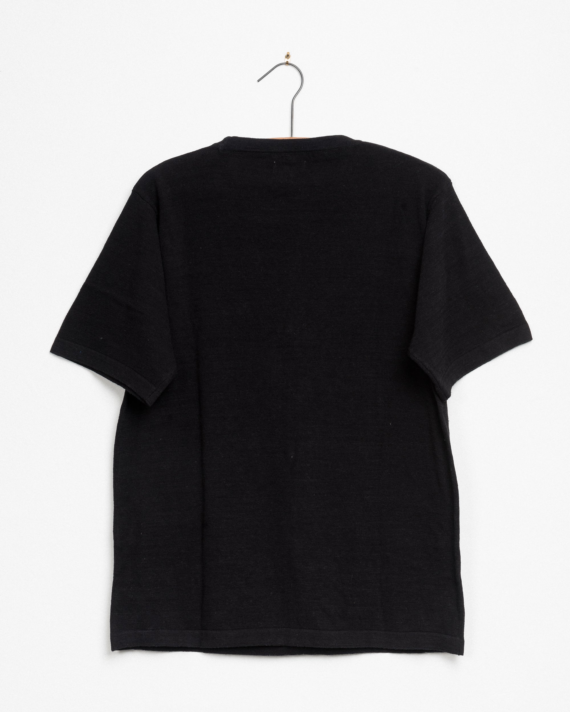 Azad S/S Pocket Flat Knitted Tee in Black