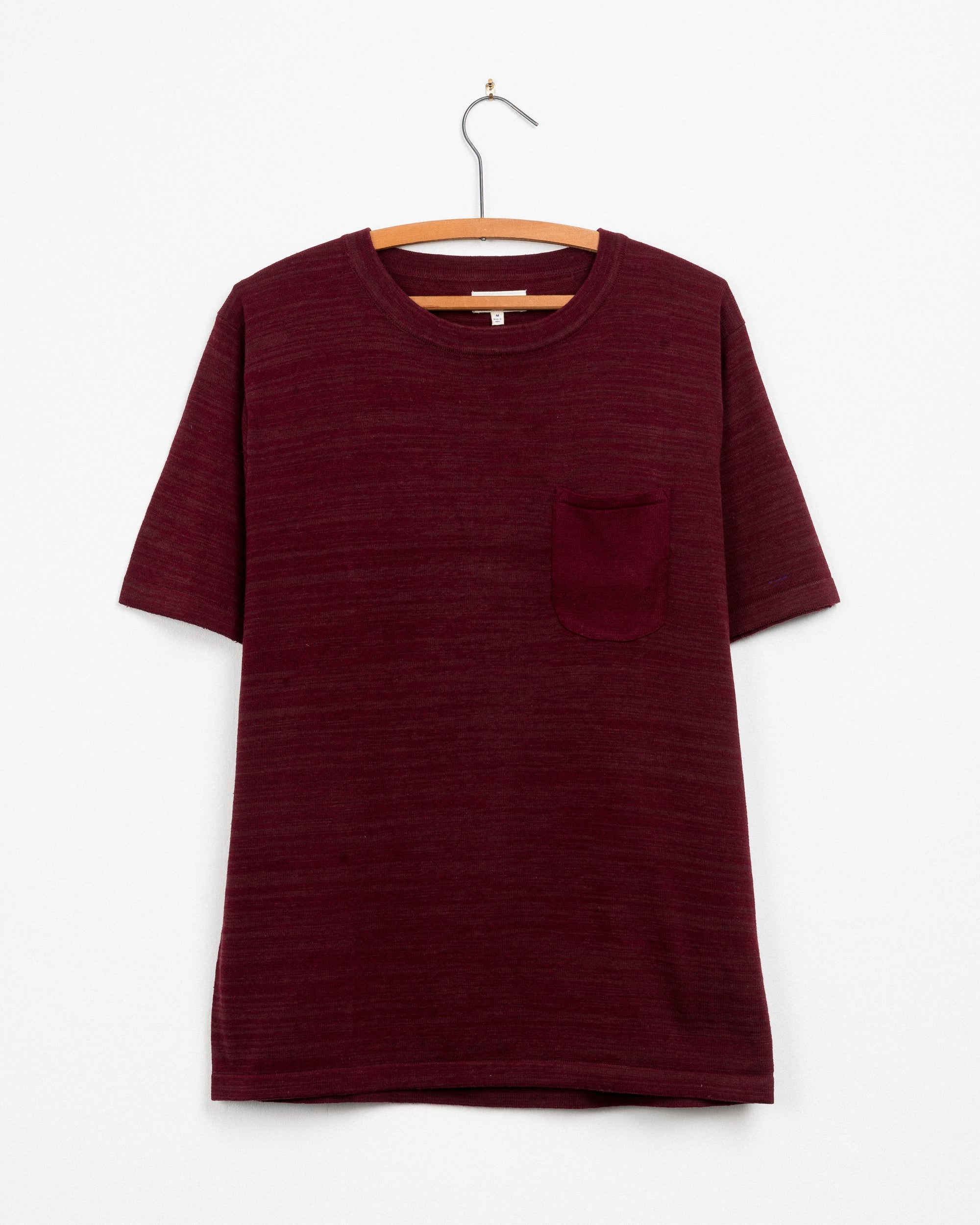 Azad S/S Pocket Flat Knitted Tee in Maroon