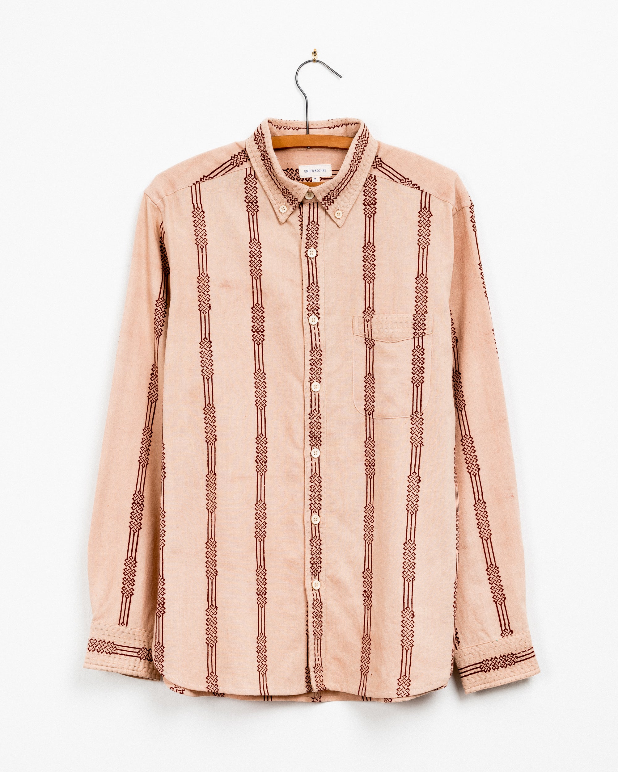 Kabir Shirt in Camel Endless Knot Block Print