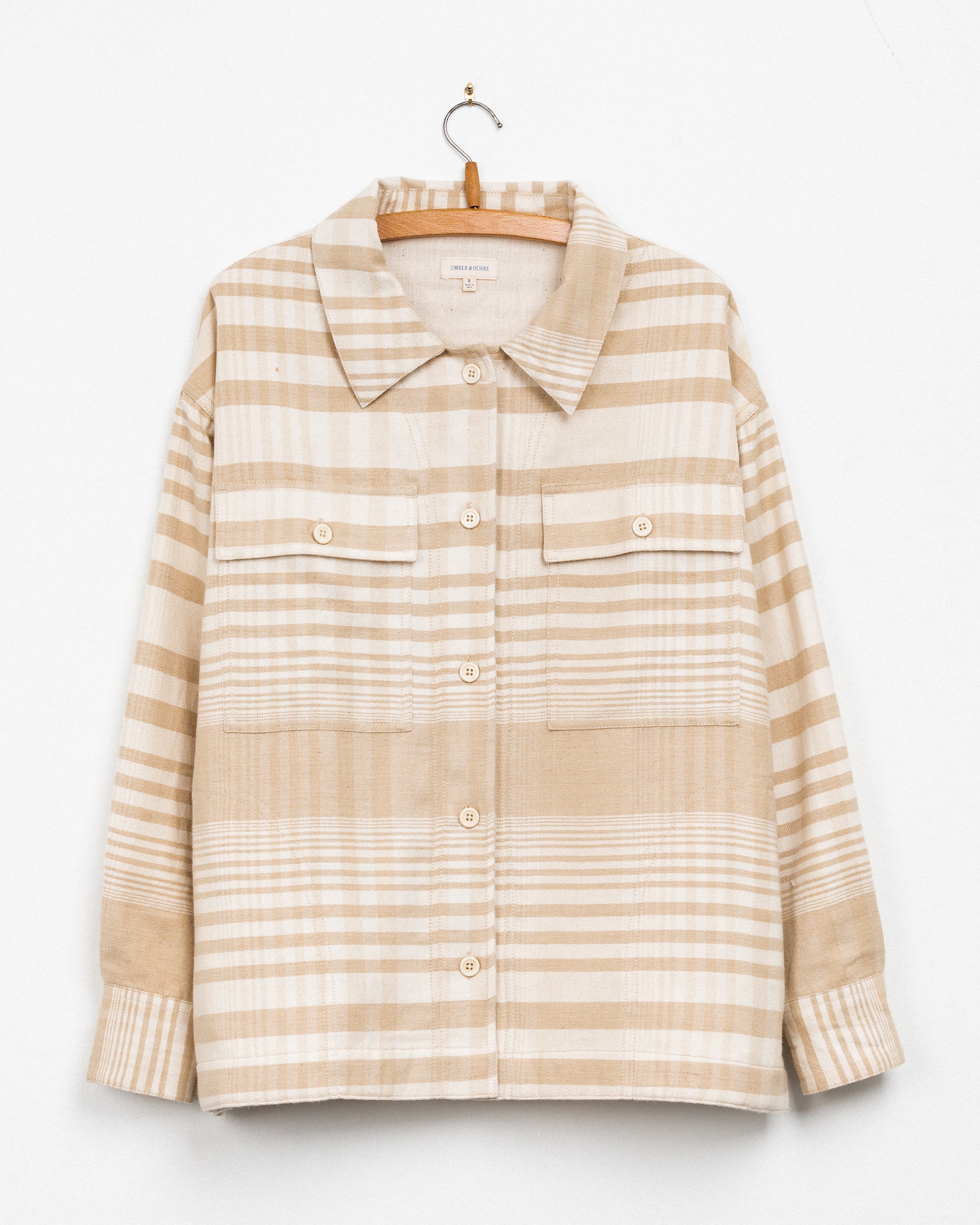 Rasha Overshirt Jacket in Sand Cloud Plaid