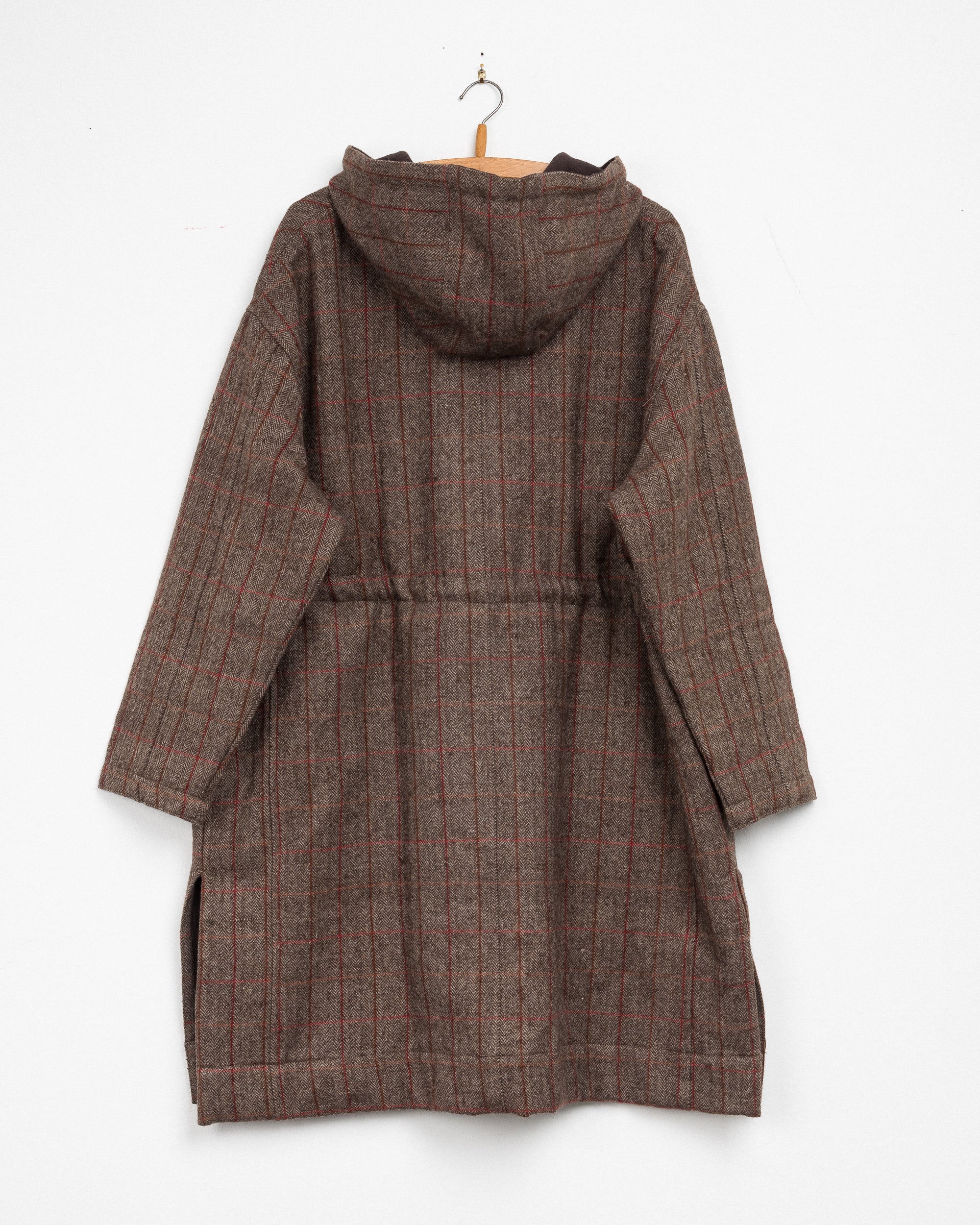 Samaya Hooded Coat in Camel Plaid