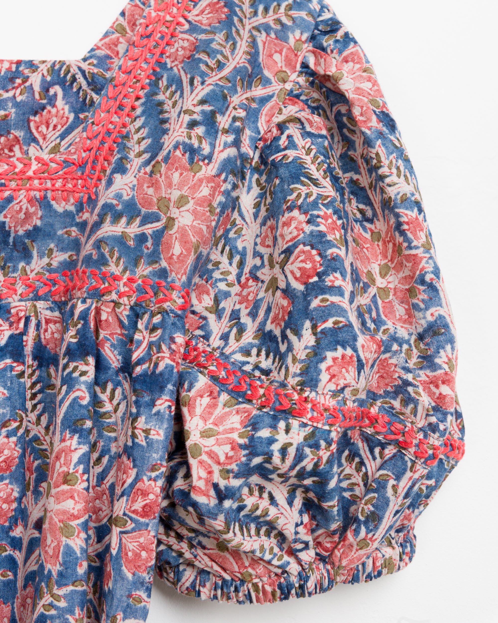 Devi Peasant Dress in Blue Floral