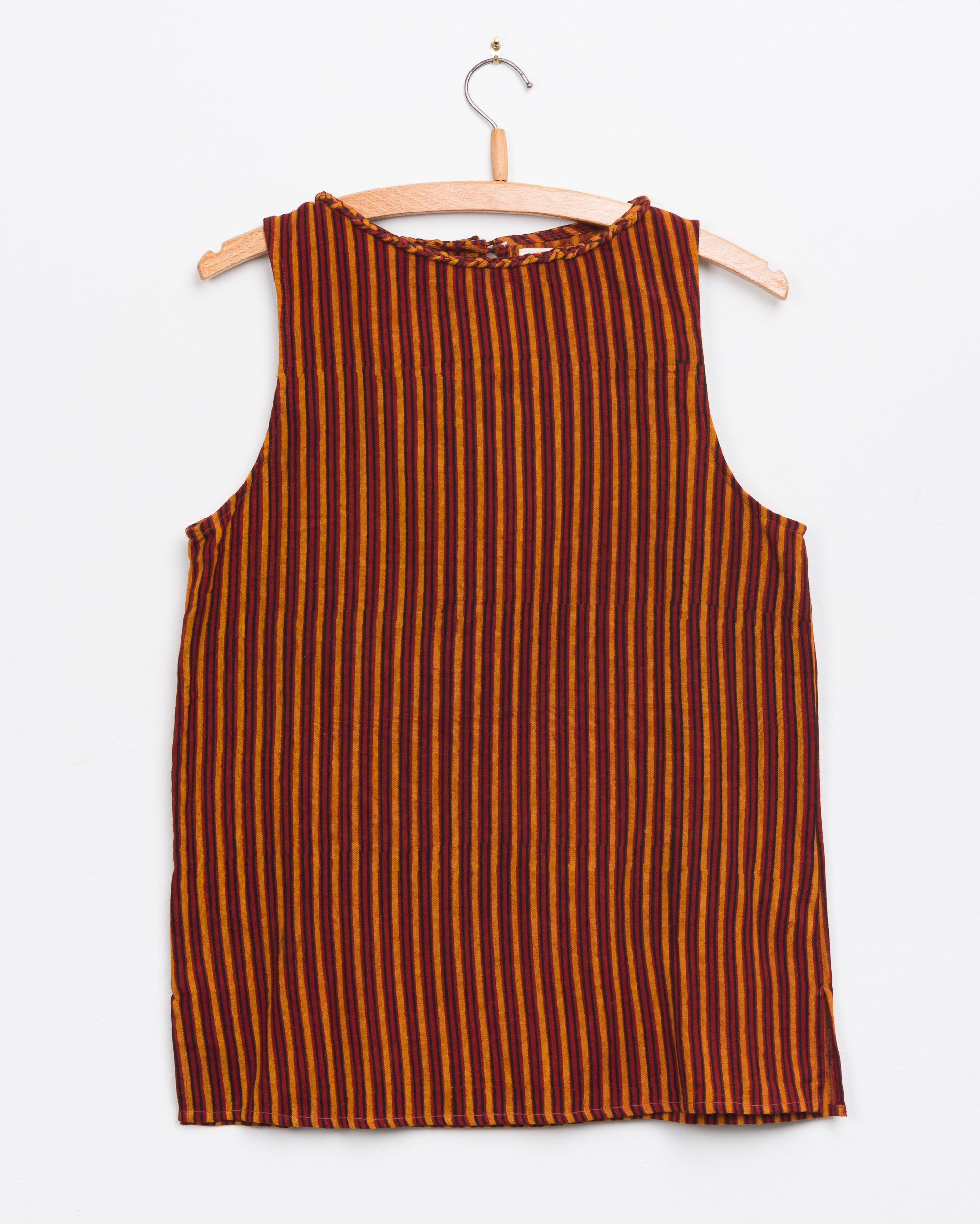 Oni Boatneck Tank in Pomegranate Stripe Block Print