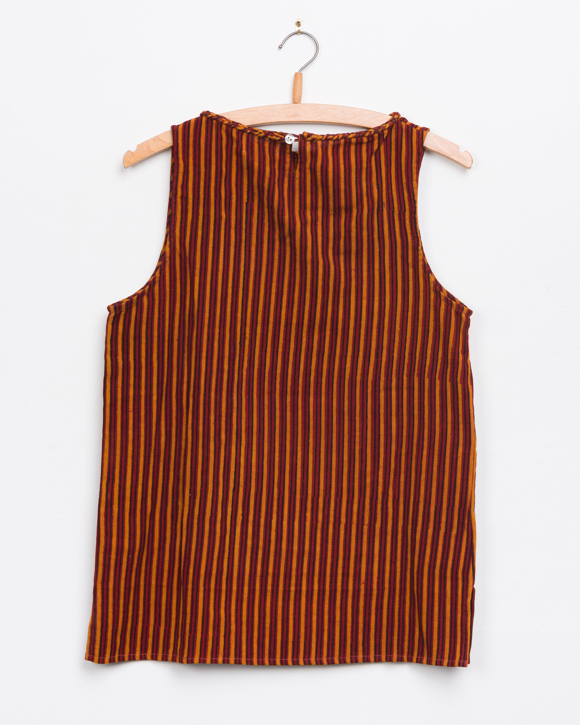 Oni Boatneck Tank in Pomegranate Stripe Block Print
