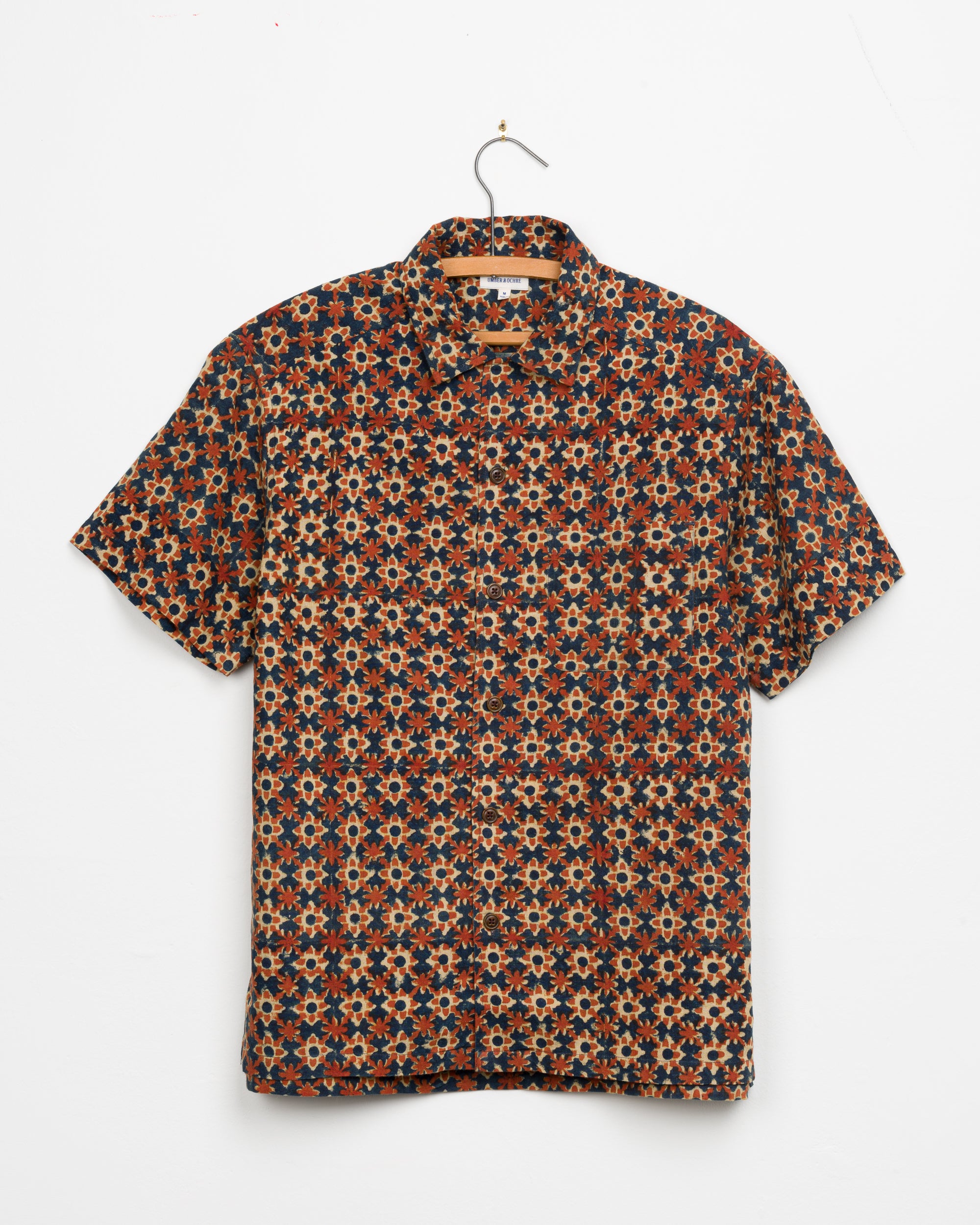 Khushi Camp Shirt in Rust Floral Block