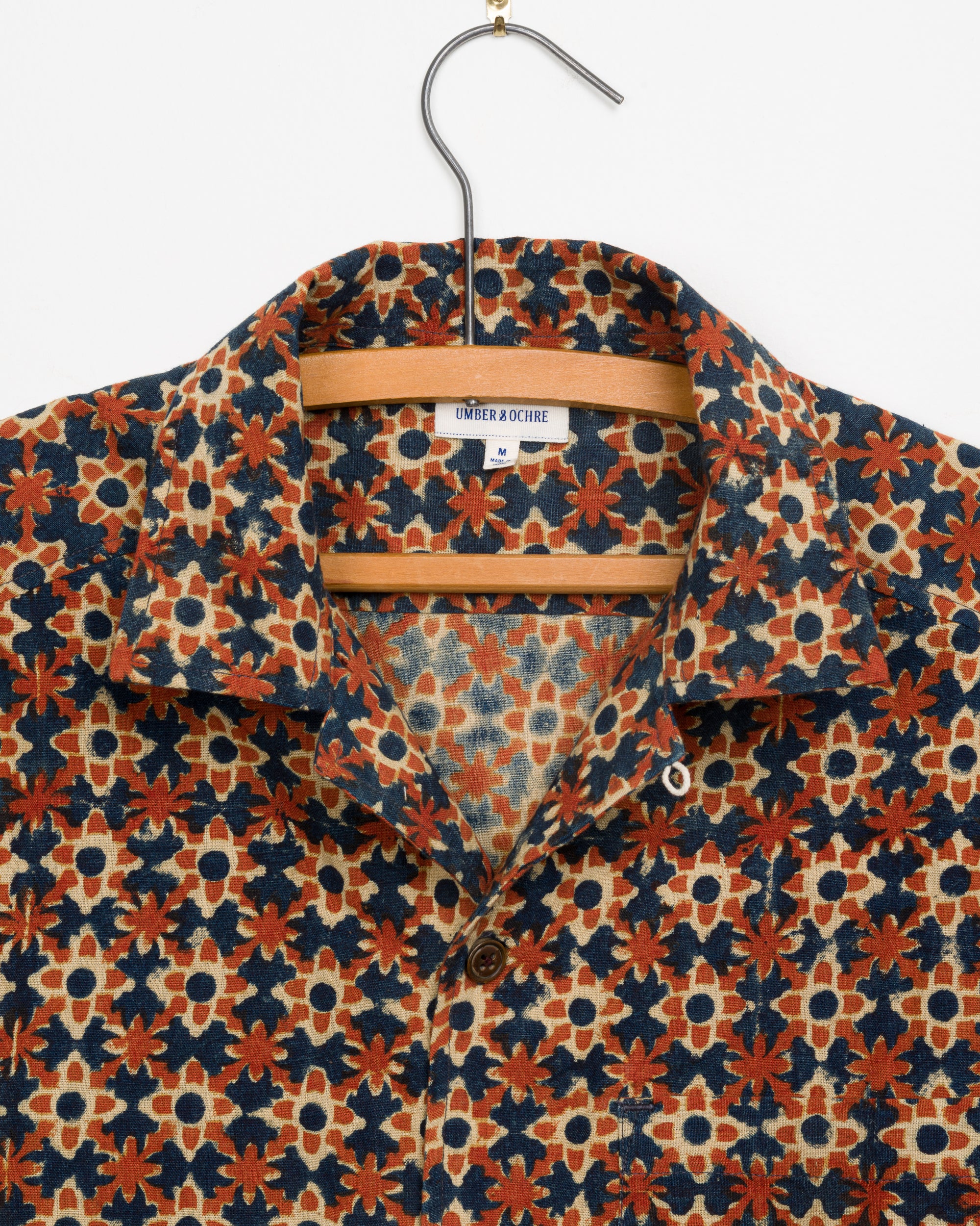 Khushi Camp Shirt in Rust Floral Block