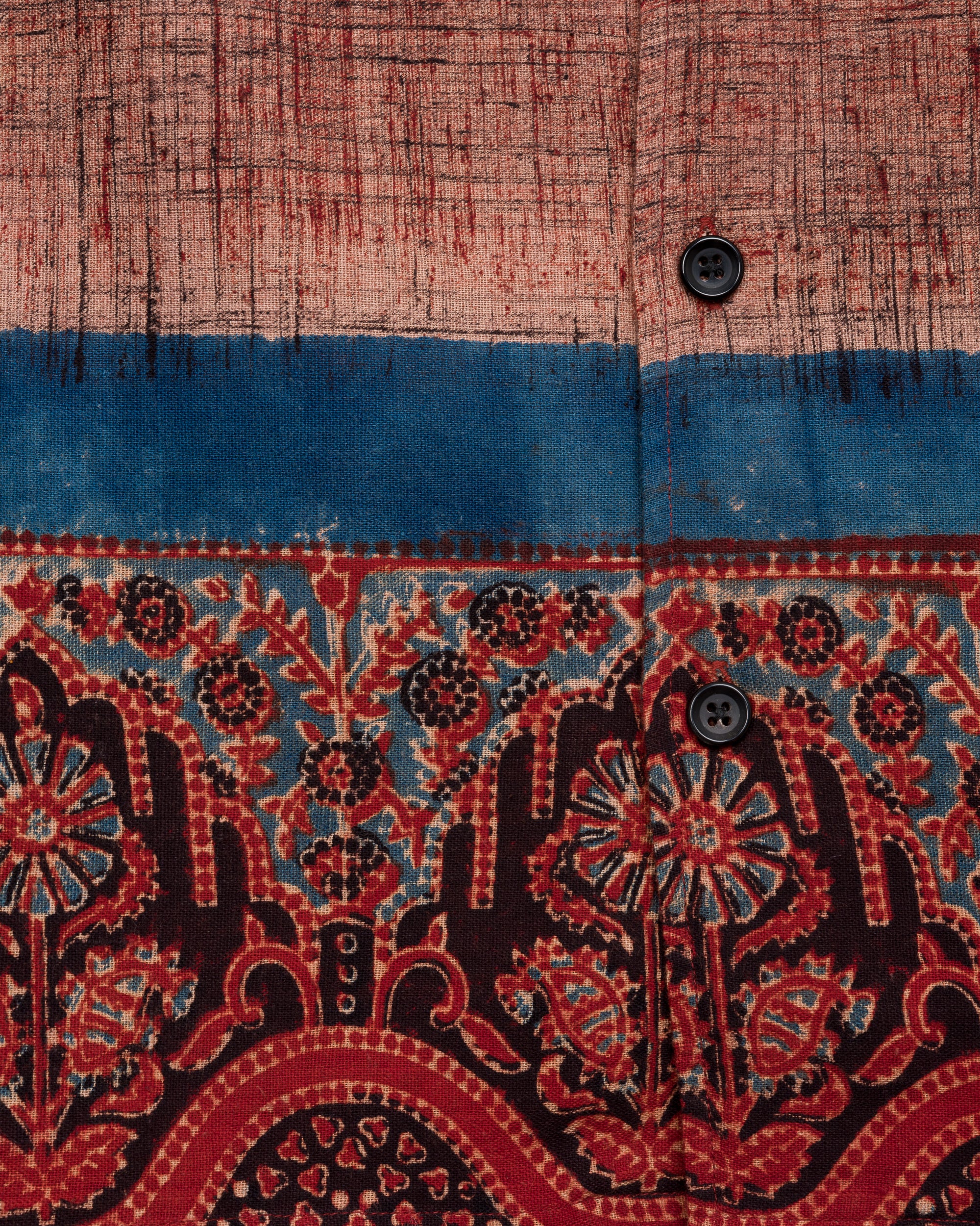 Harshil Two-Pocket Shirt in Pomegranate Brushed Border