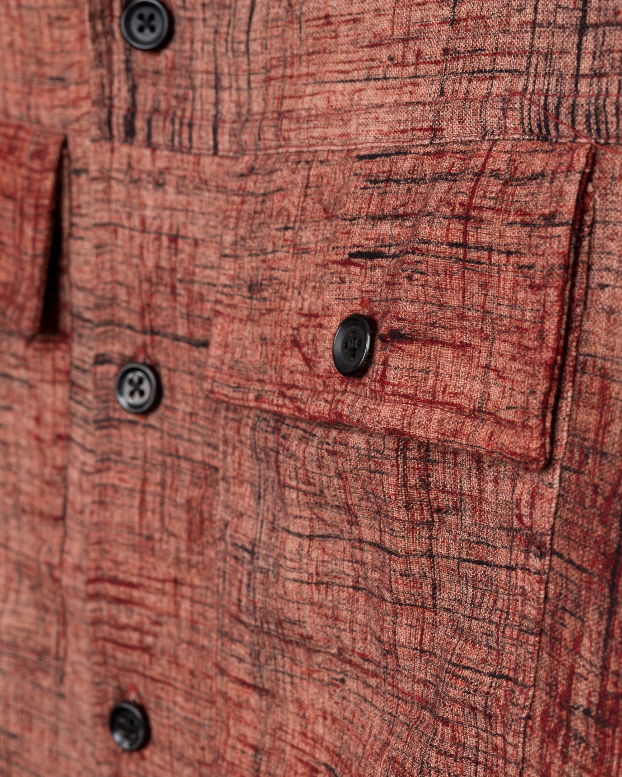 Harshil Two-Pocket Shirt in Pomegranate Brushed Border