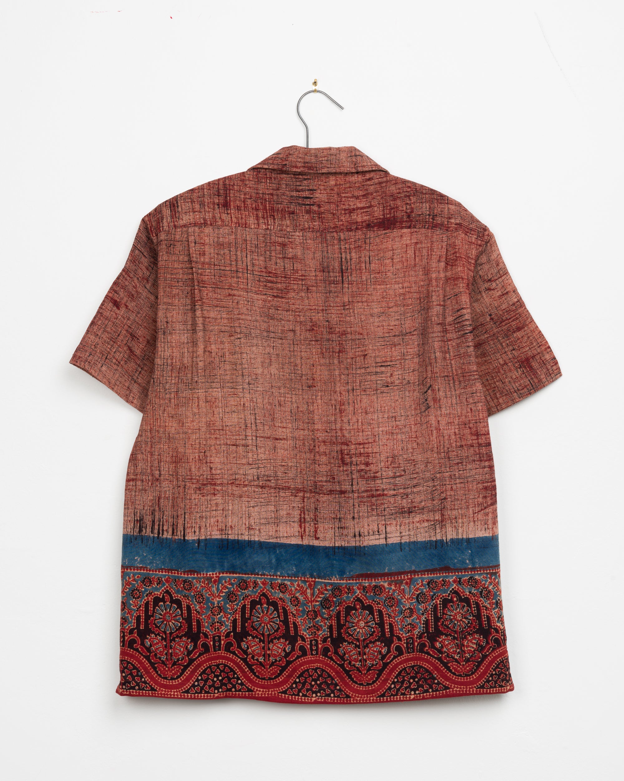 Harshil Two-Pocket Shirt in Pomegranate Brushed Border