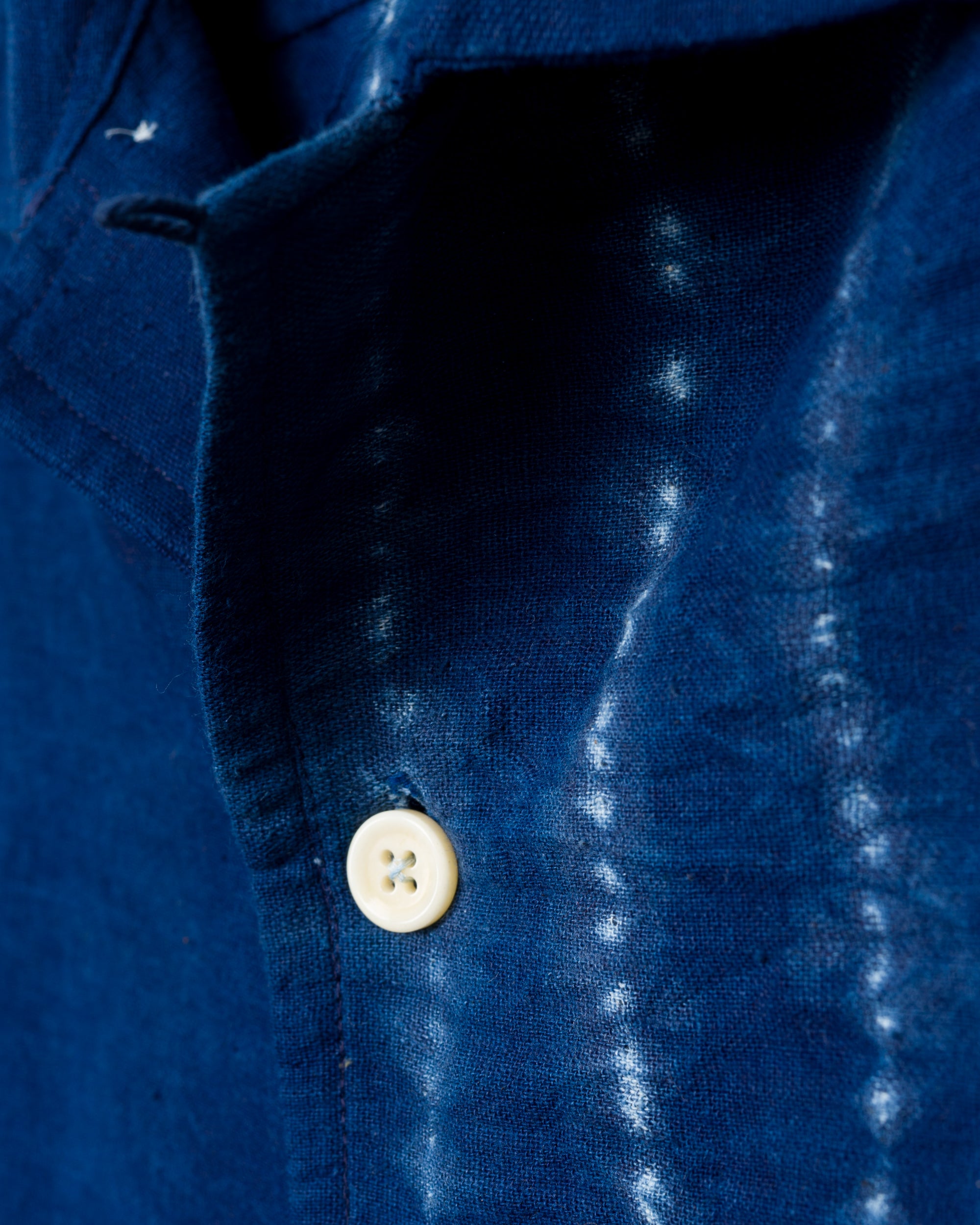 Khushi Camp Shirt in Indigo Stripe Border Shibori