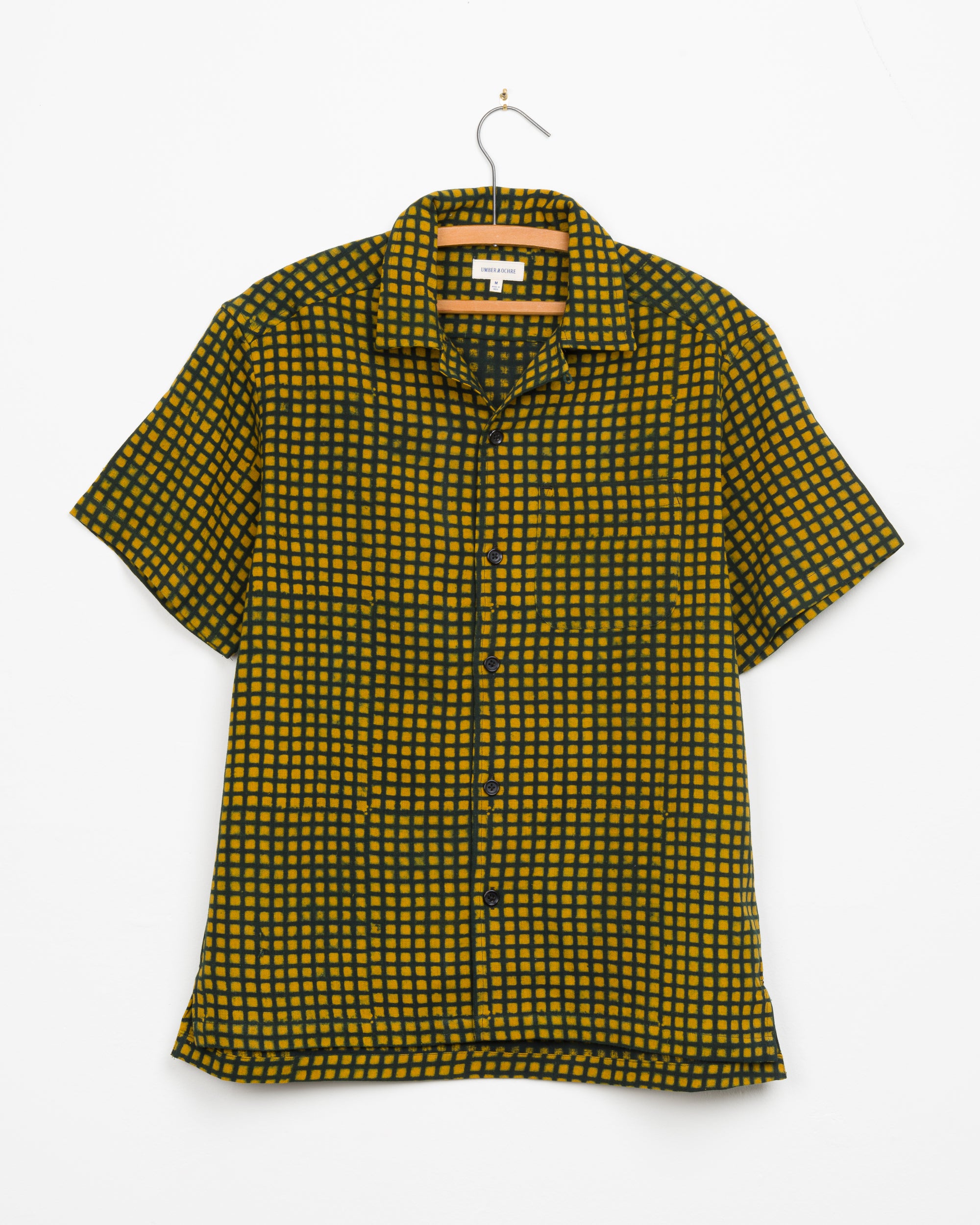 Khushi Camp Shirt in Grass Grid Block