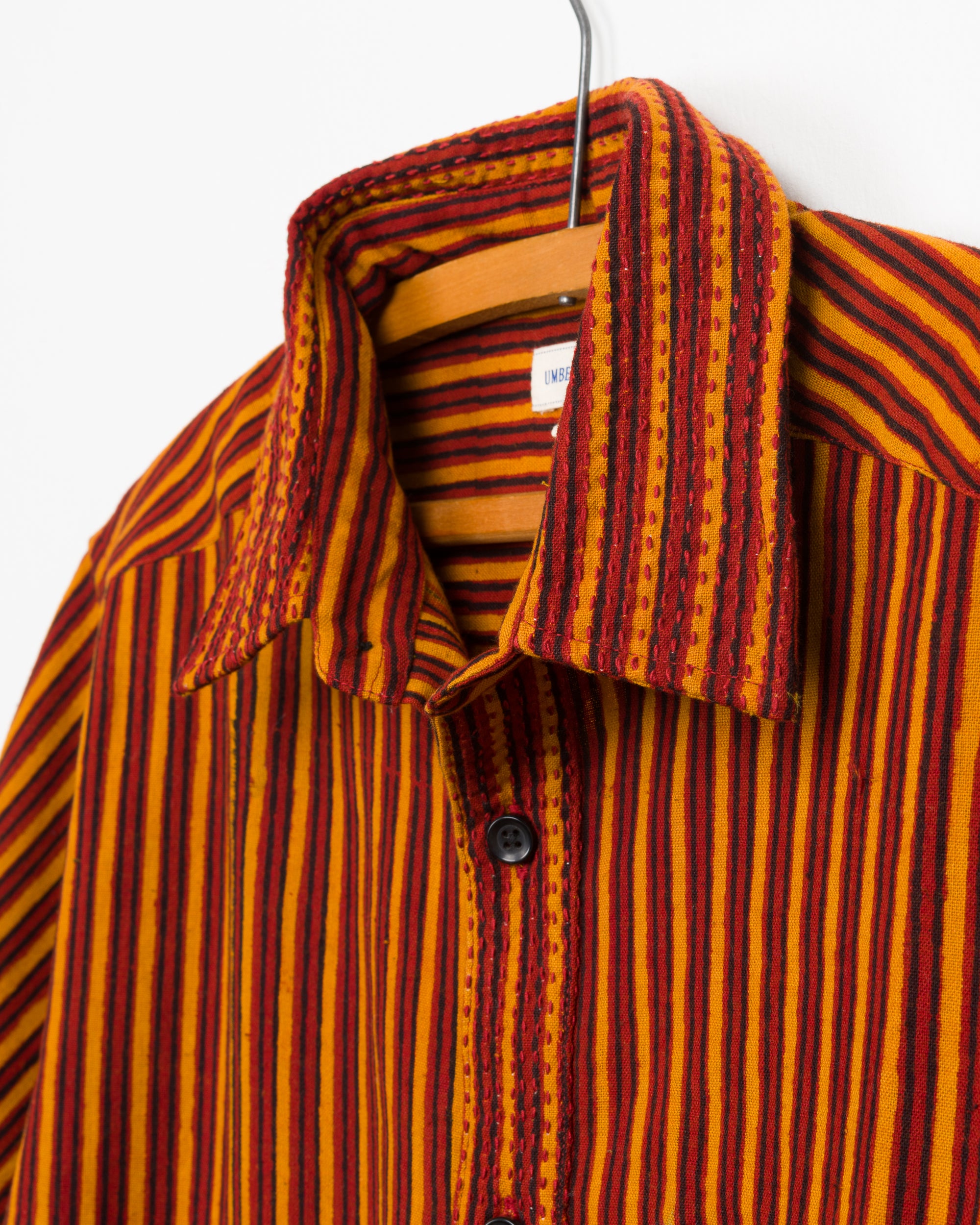 S/S Kabir Standard Shirt in Pomegranate Stripe Block
