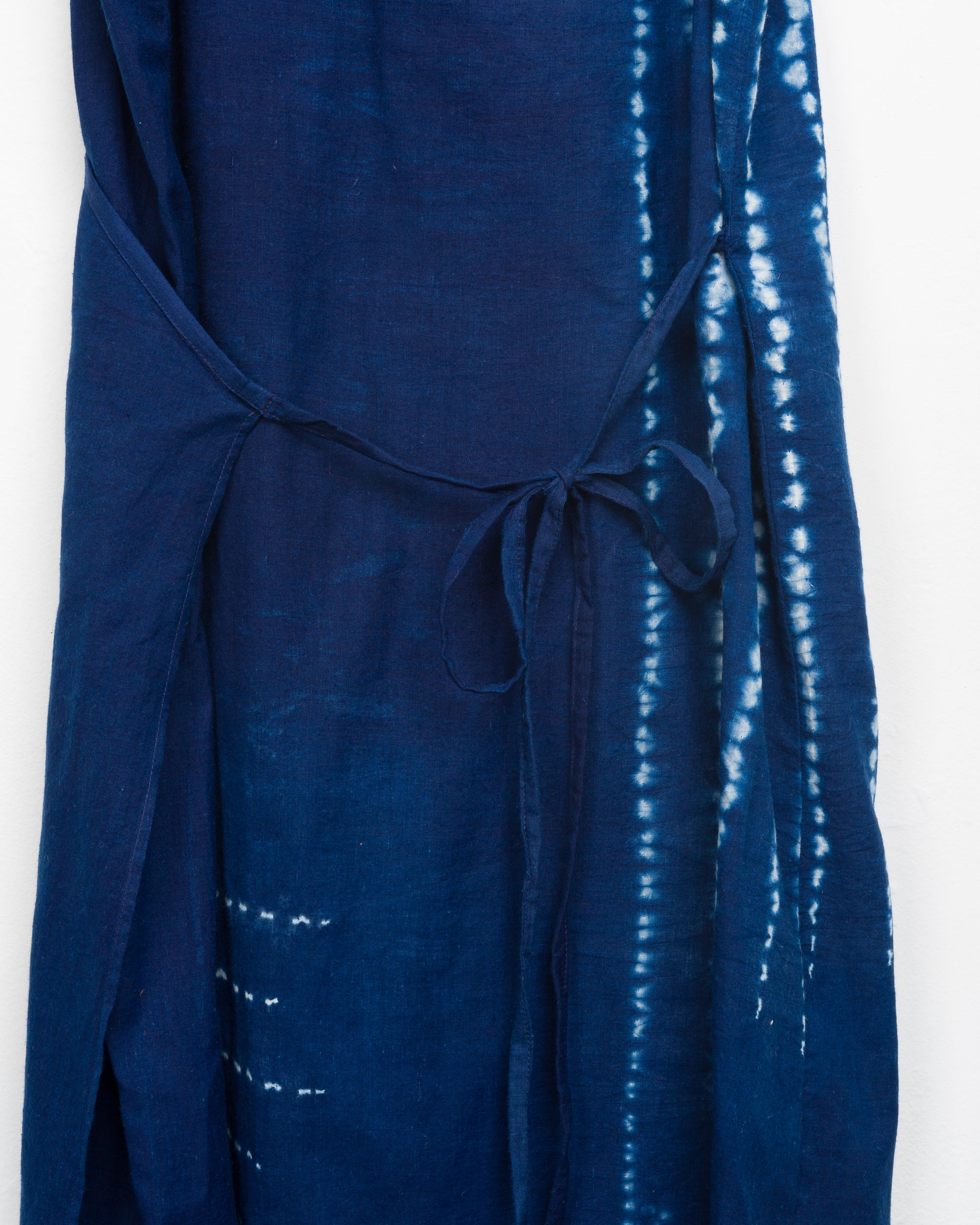 Aahana Strappy Wrap Dress in Indigo Stripe Shibori Border