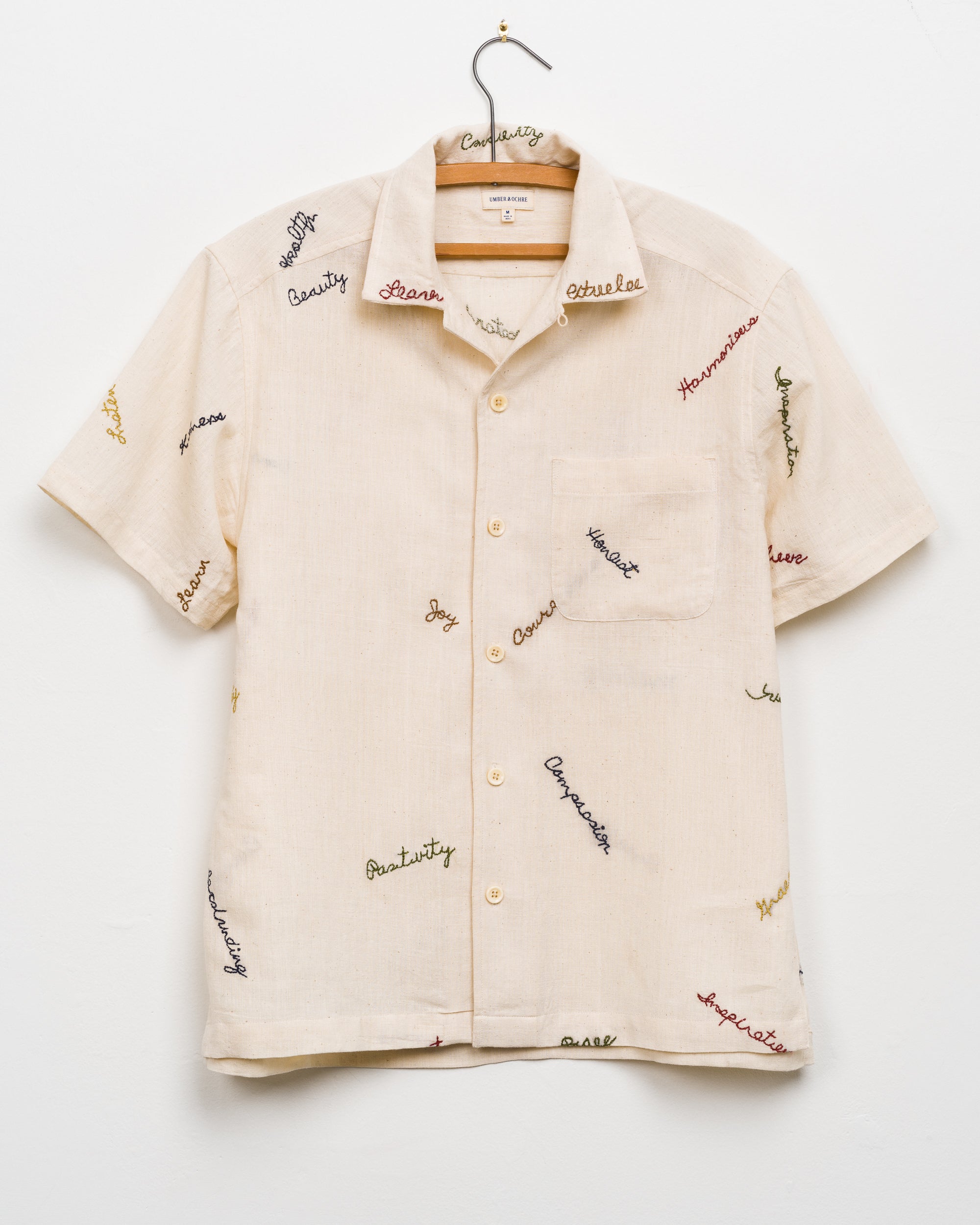 Khushi Affirmations Embroidered Camp Shirt