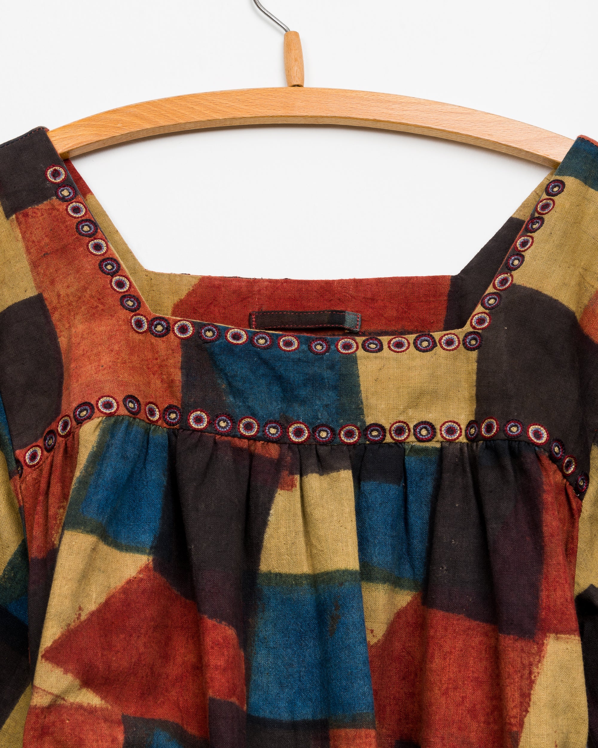 Devi Peasant Dress in Blocks