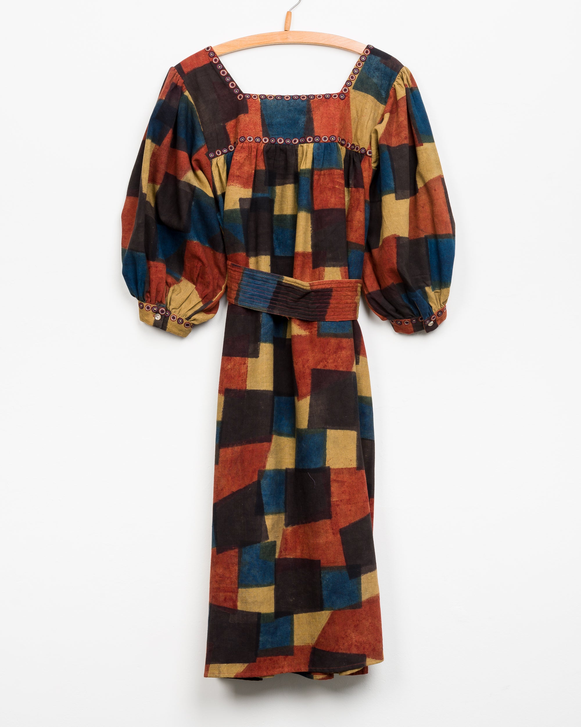 Devi Peasant Dress in Blocks