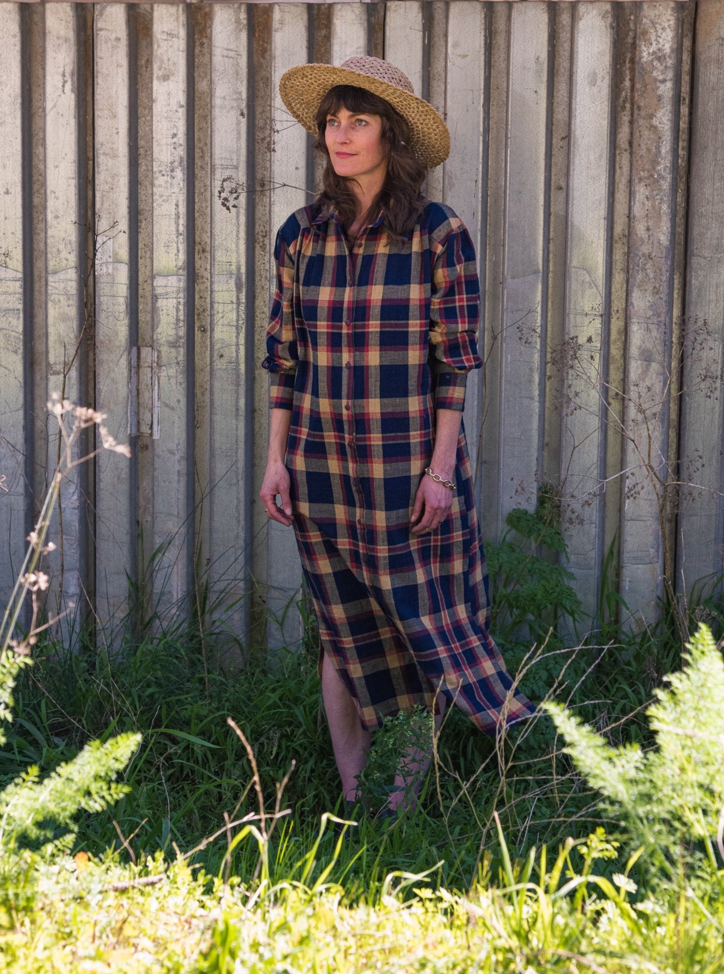 Shirtdress in Navy Madras Plaid