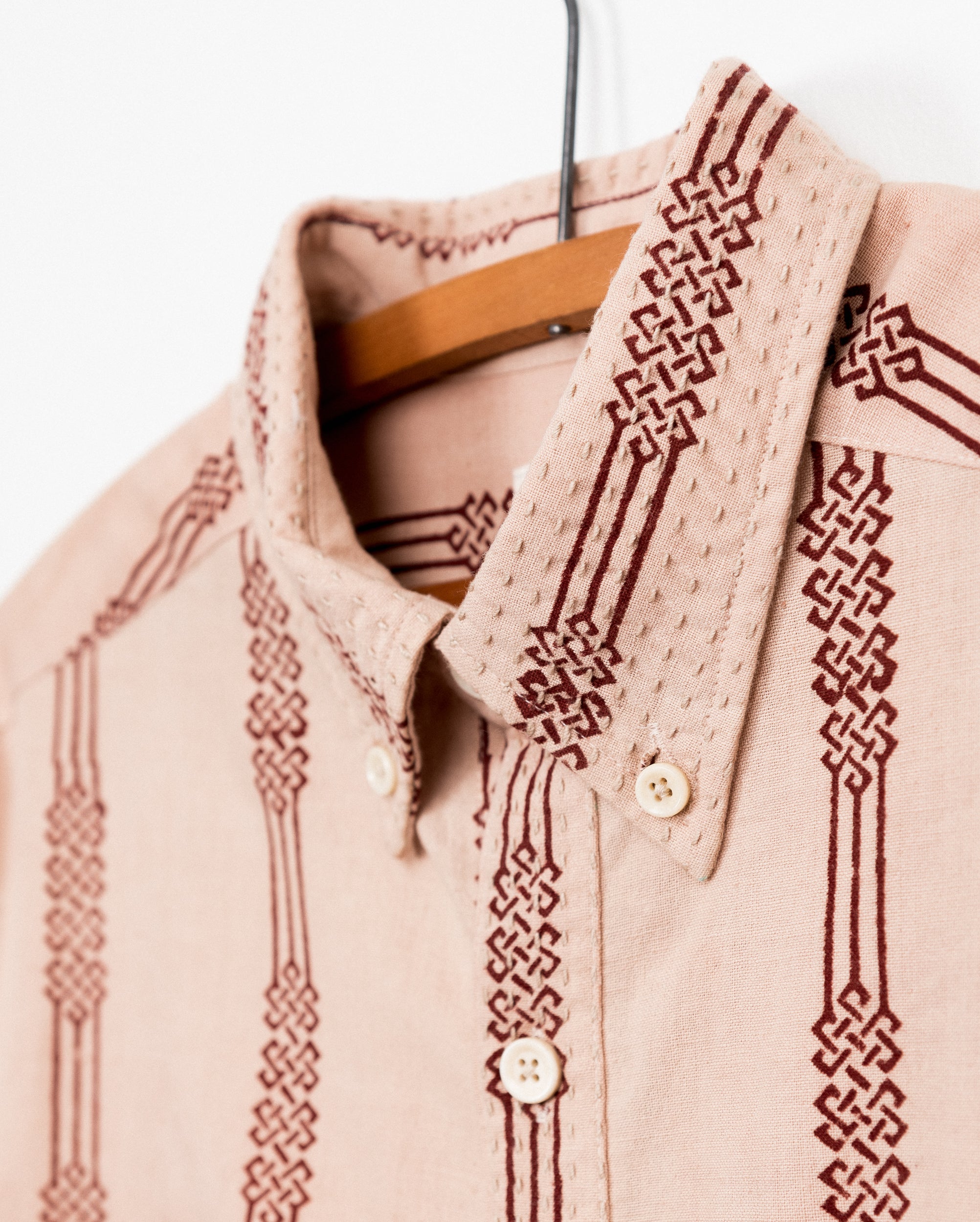 Kabir Shirt in Camel Endless Knot Block Print