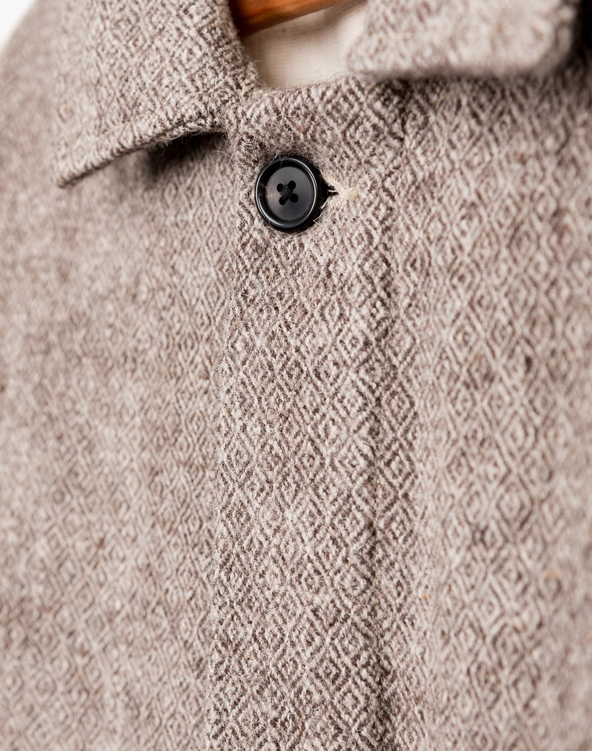 Taaj Long Wool Coat in Sand Diamond Dobby Yak/Merino