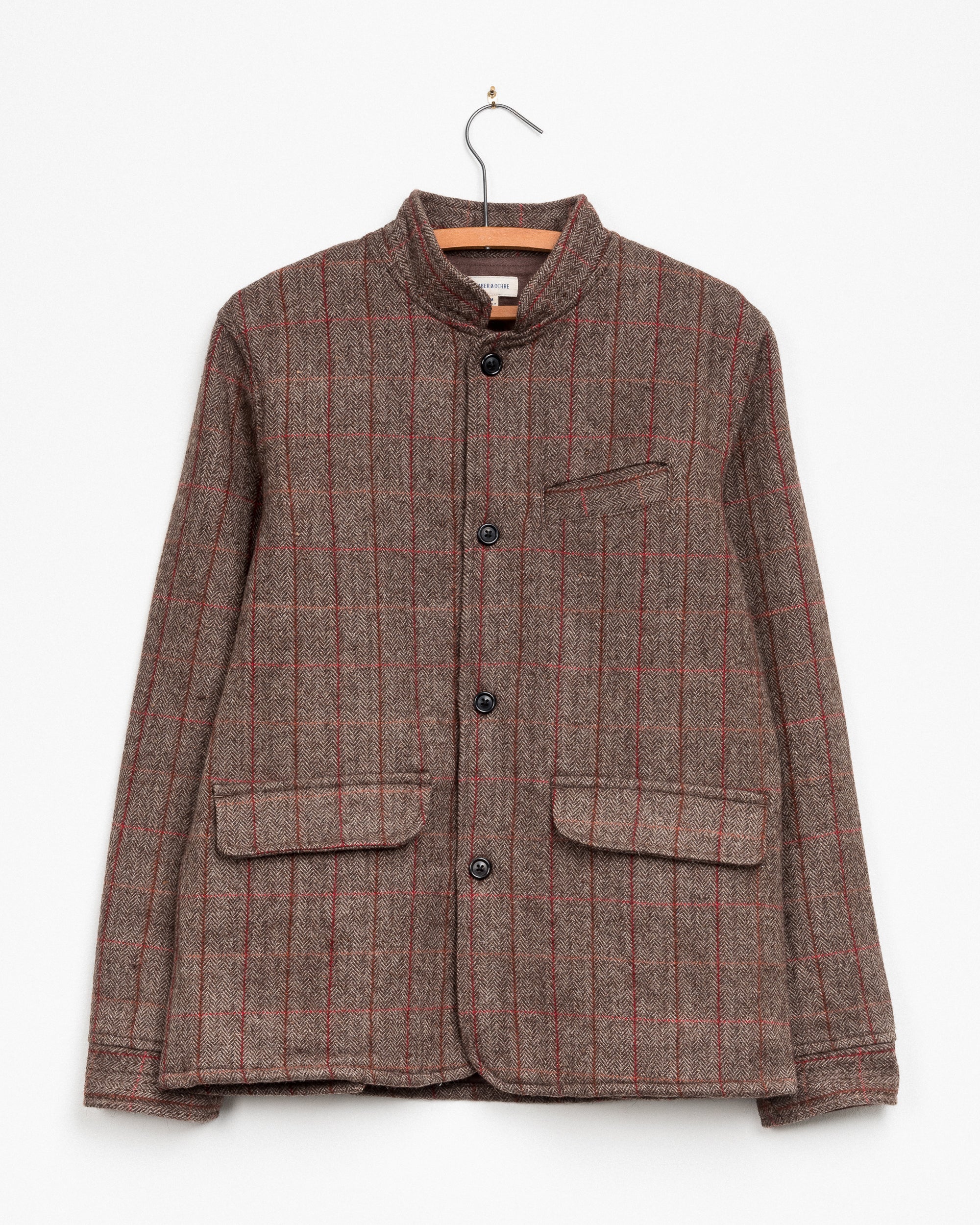 Raj Nehru Jacket in Camel Plaid