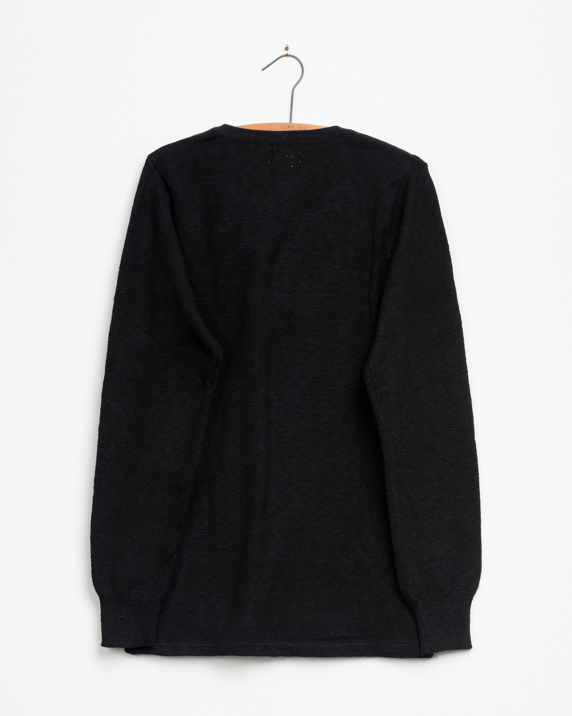Manbir Johnny Collar Knit Tee in Black