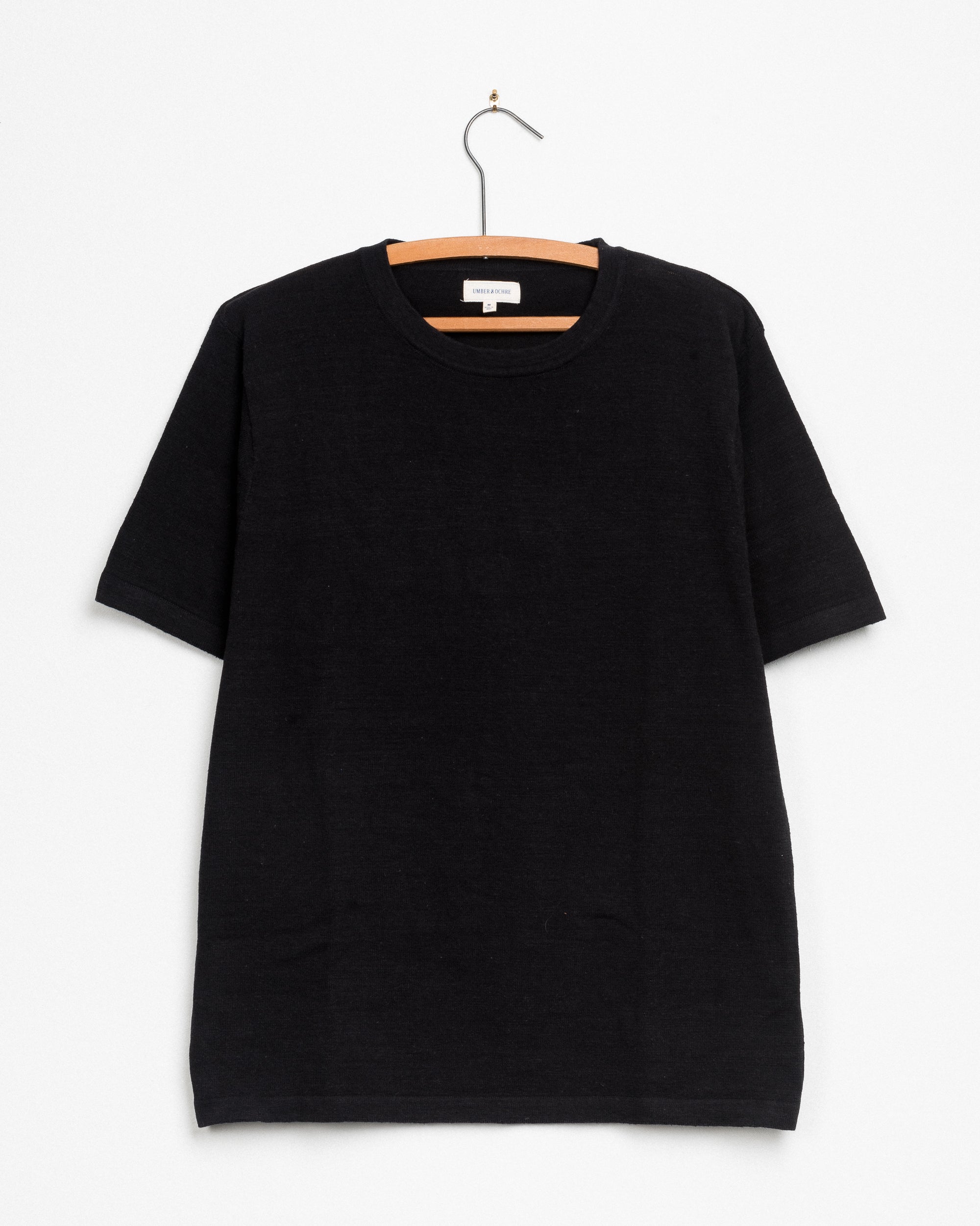 Azad S/S Pocket Flat Knitted Tee in Black