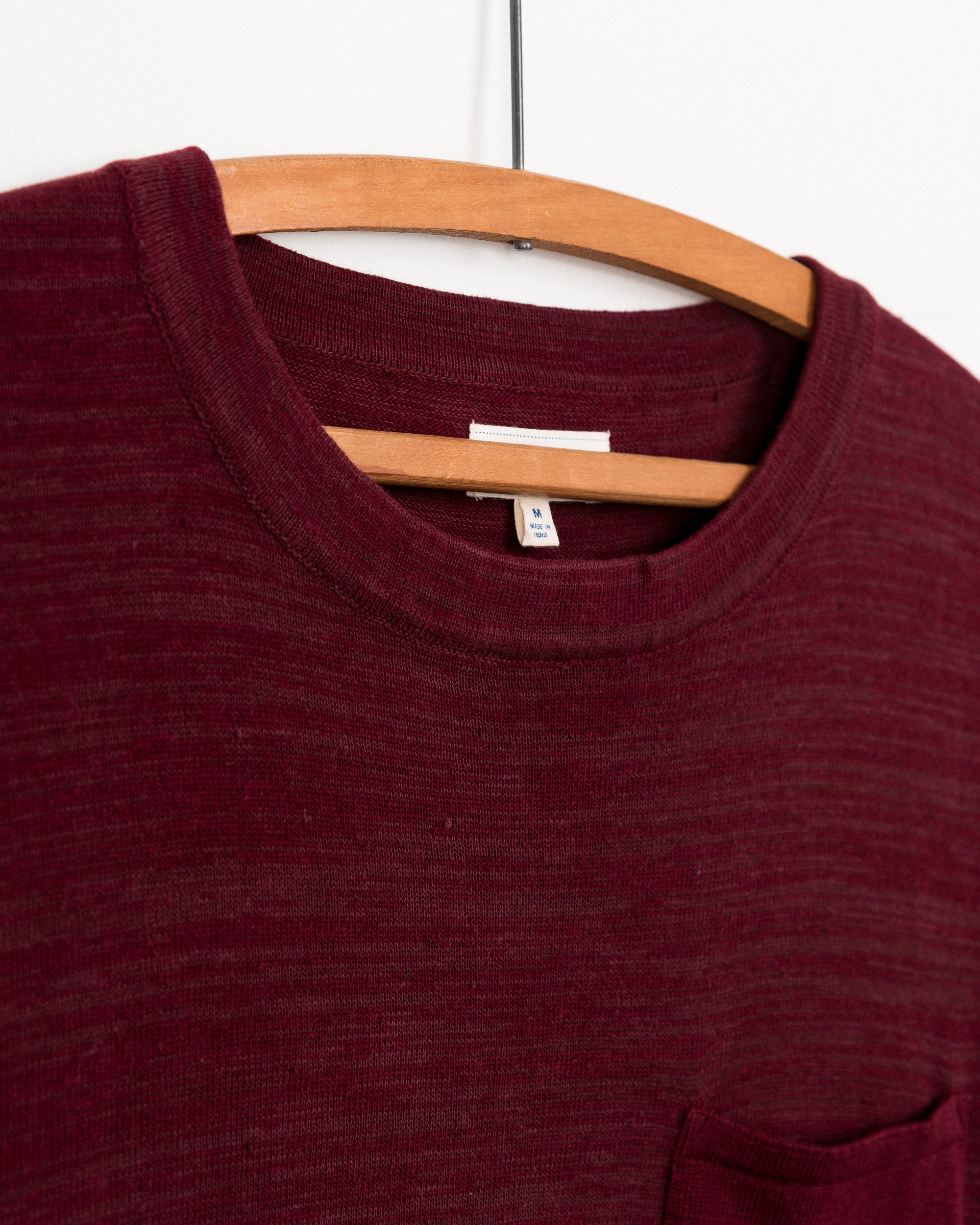 Azad S/S Pocket Flat Knitted Tee in Maroon