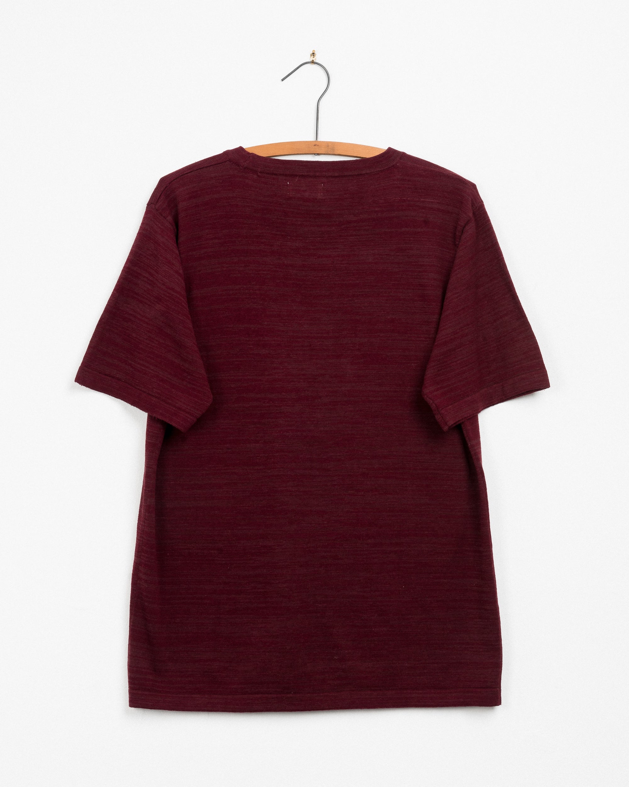 Azad S/S Pocket Flat Knitted Tee in Maroon