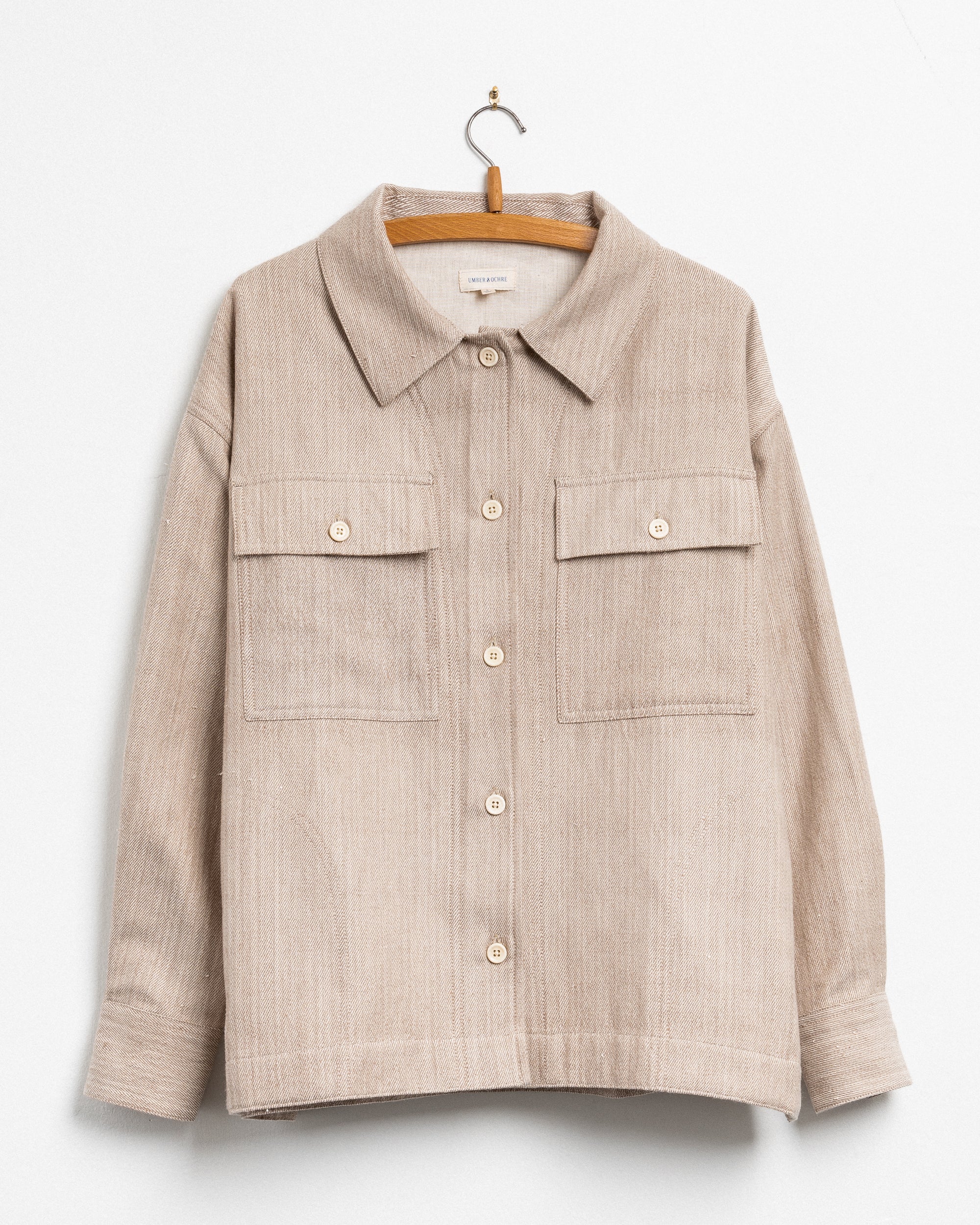 Rasha Overshirt Jacket in Beige Cotton Wool