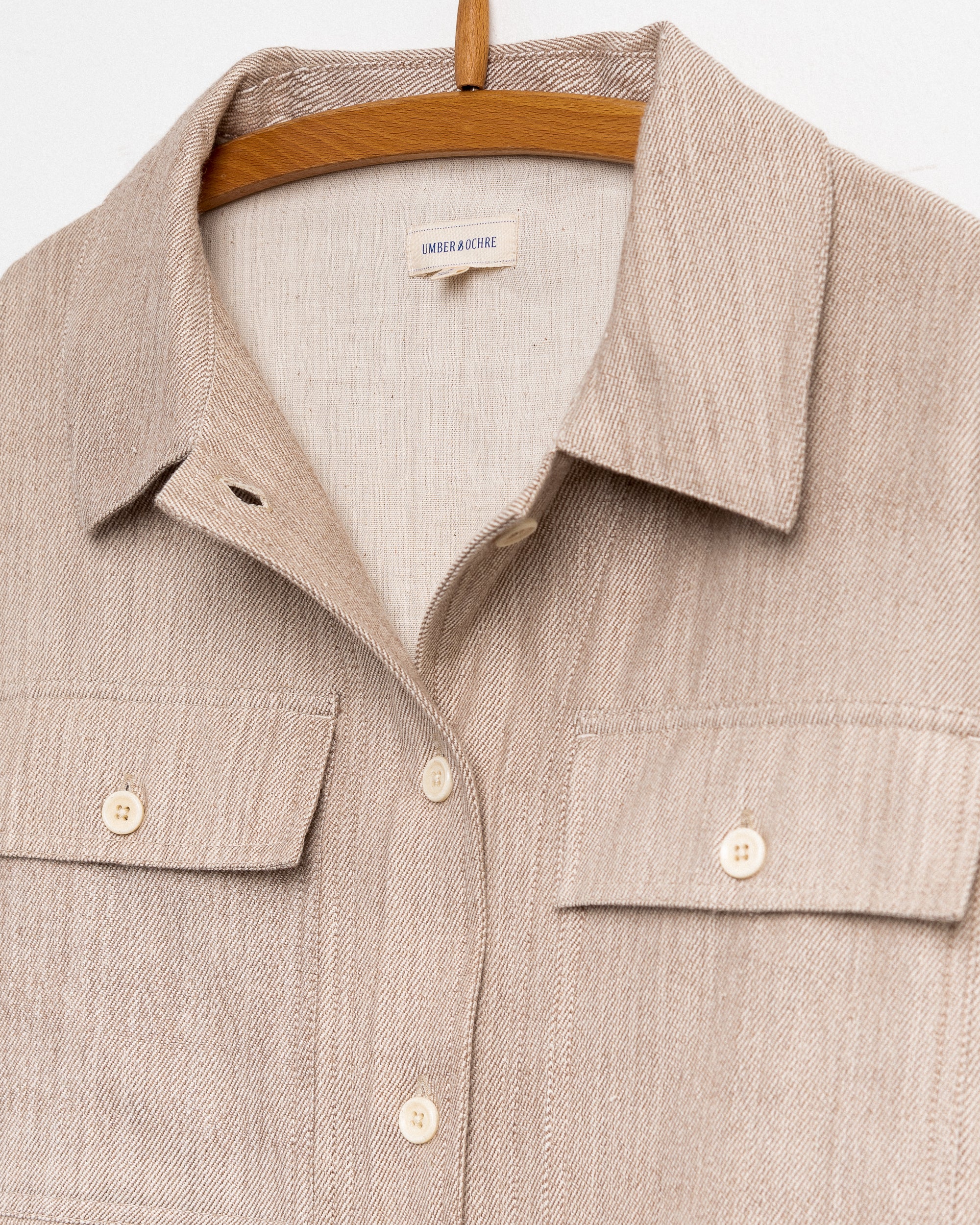 Rasha Overshirt Jacket in Beige Cotton Wool