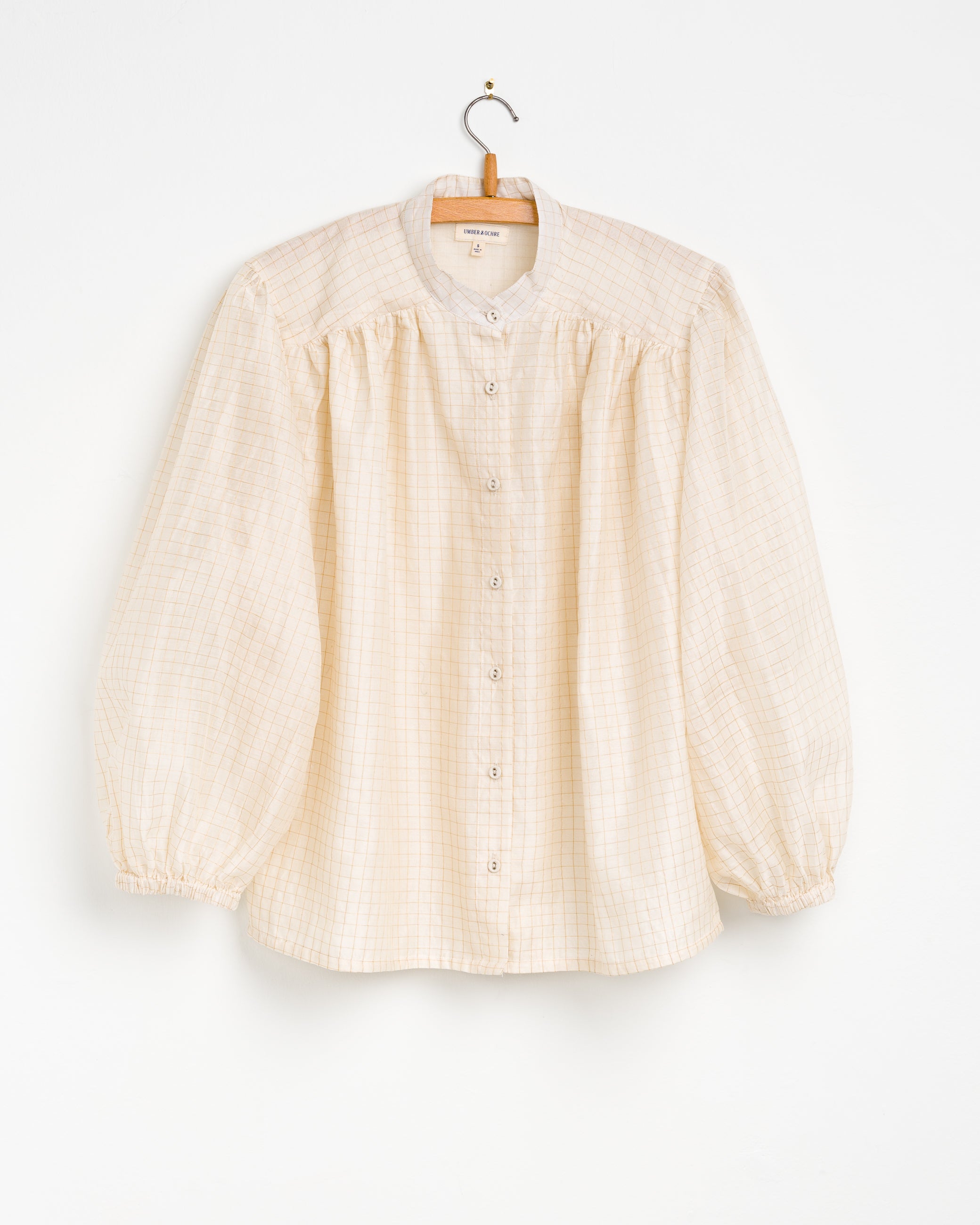 Sabrina Top in Ivory Gold Grid