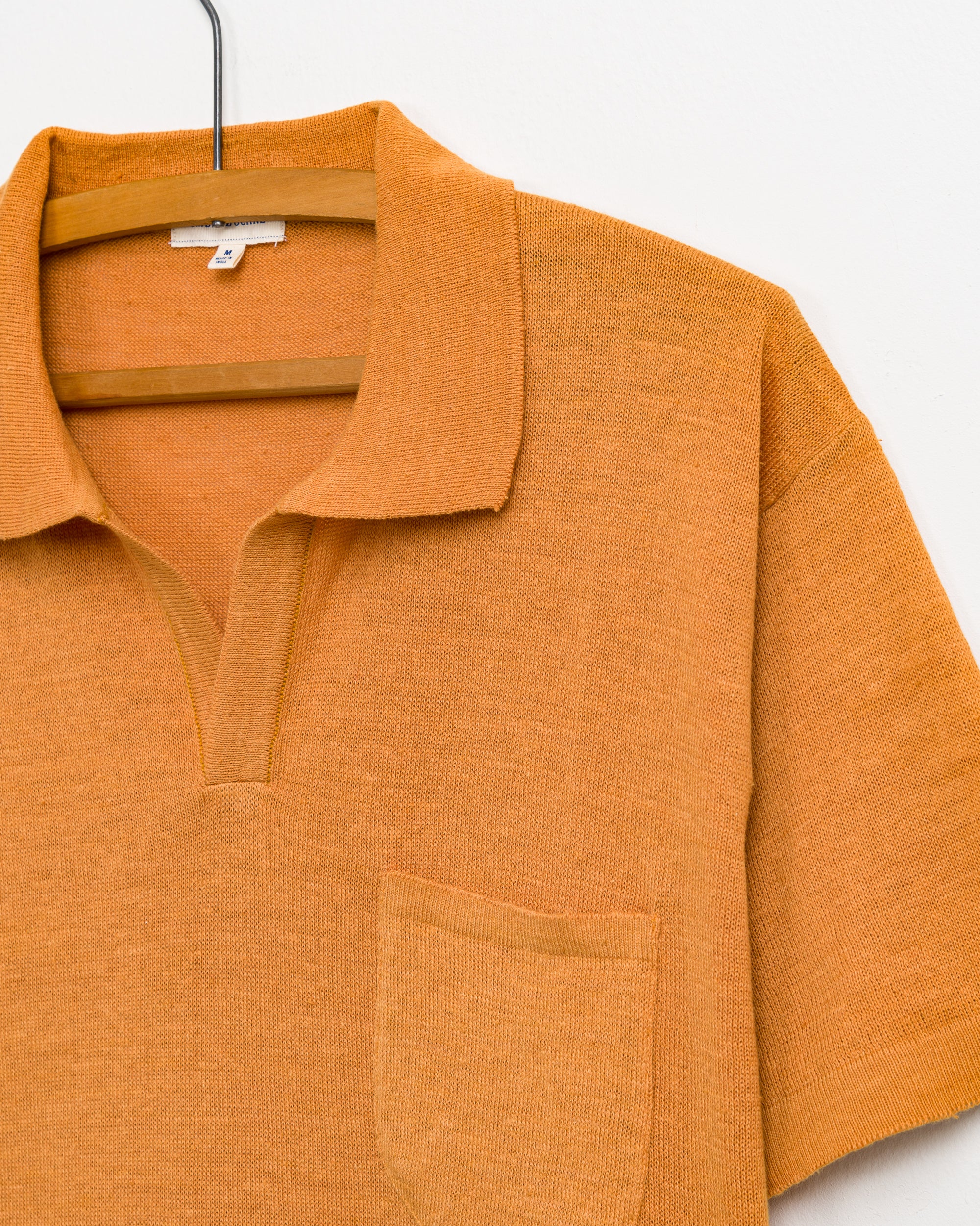 Manbir Johnny Collar Knit Tee in Persimmon