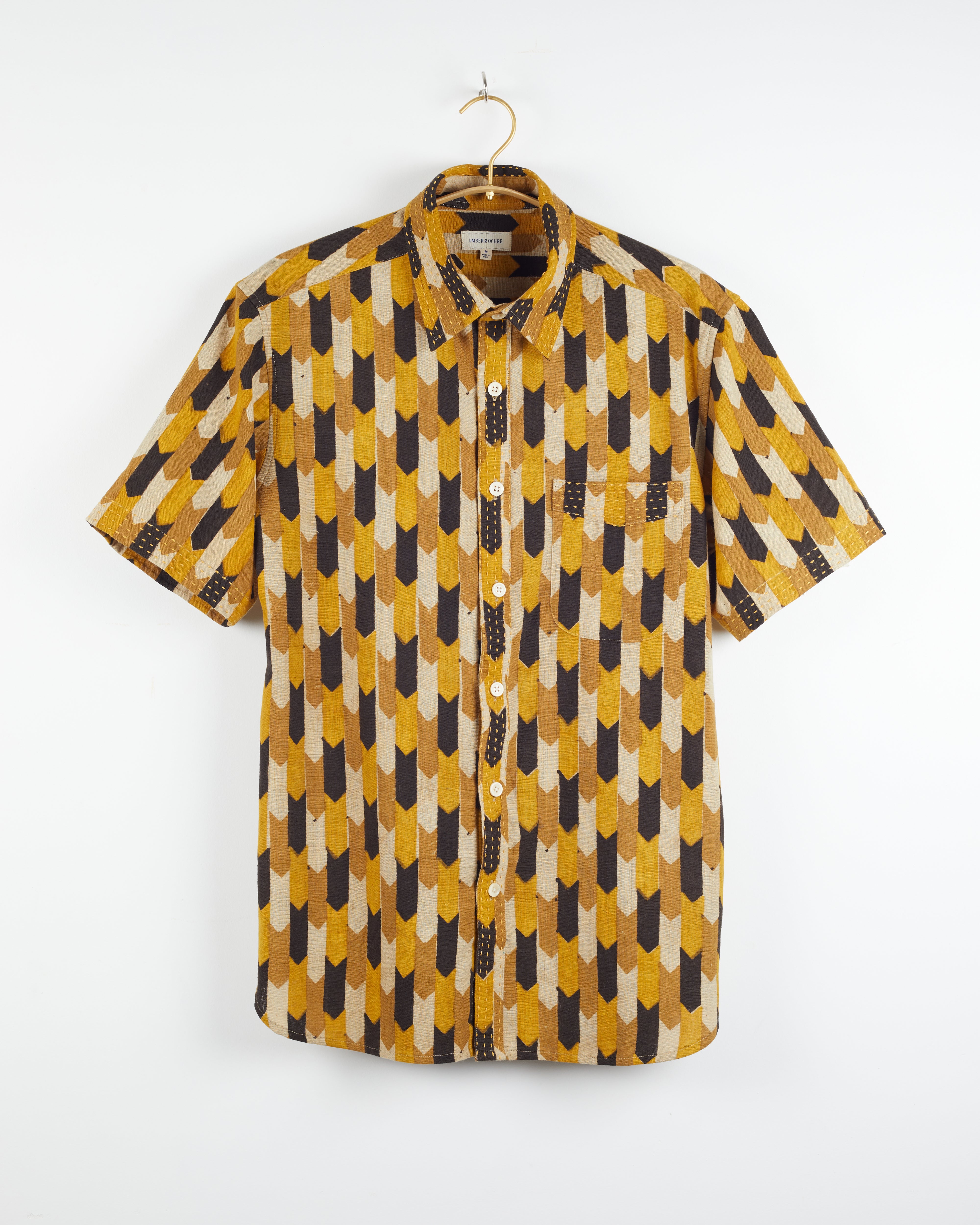 S/S Kabir Shirt in Flag Print Yellow