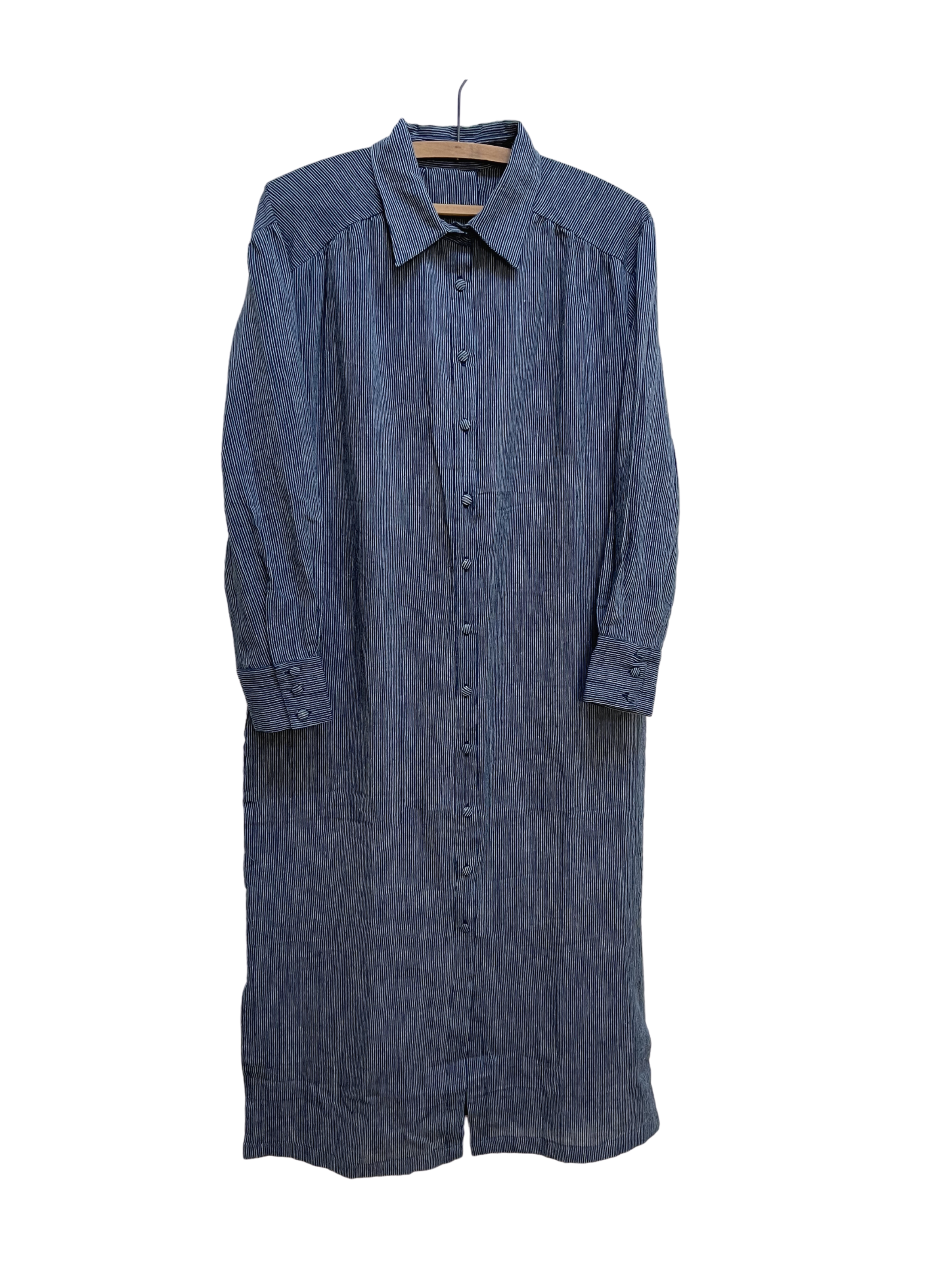 Long Shirtdress in Indigo Stripe