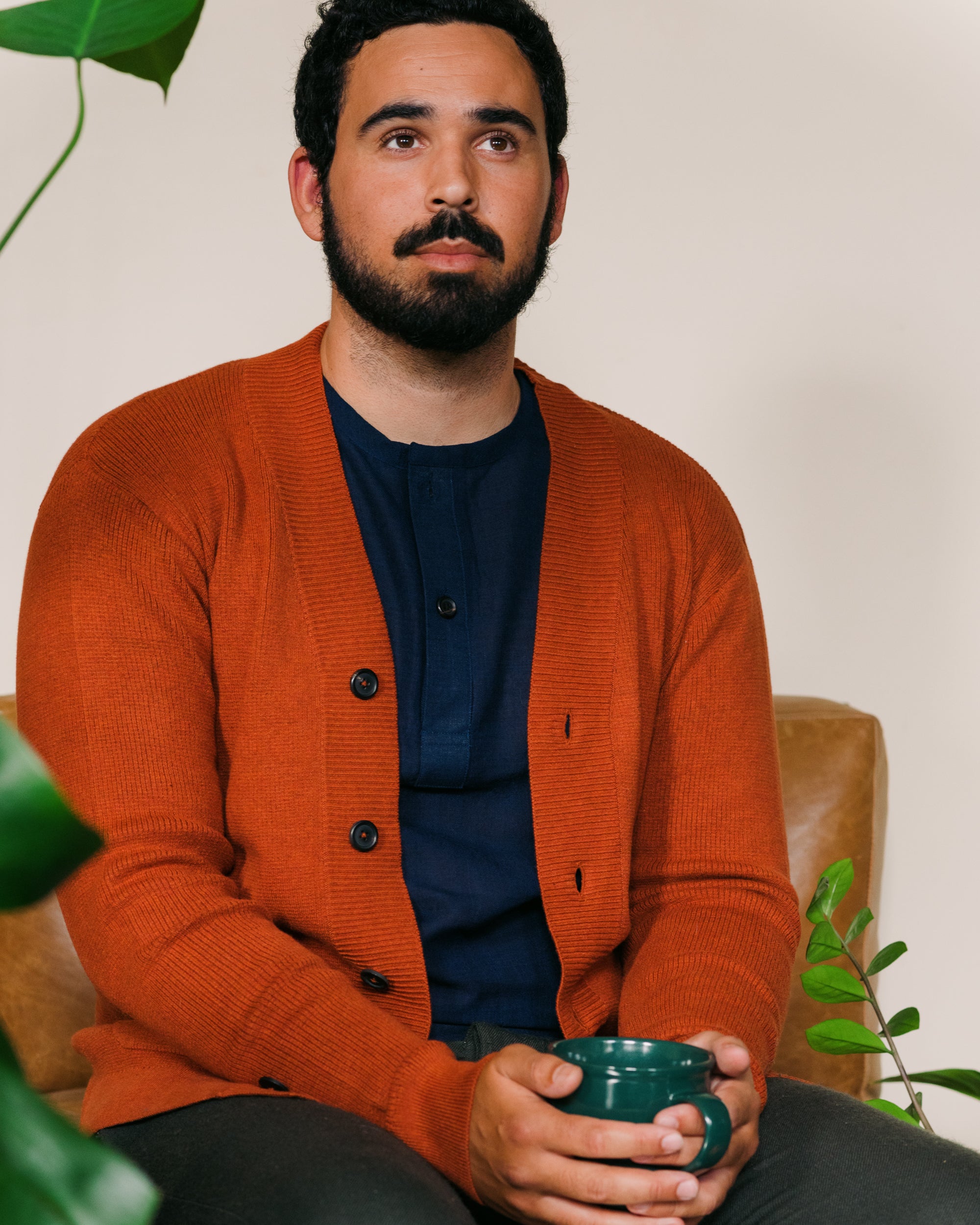 Organic Cotton Cardigan in Persimmon