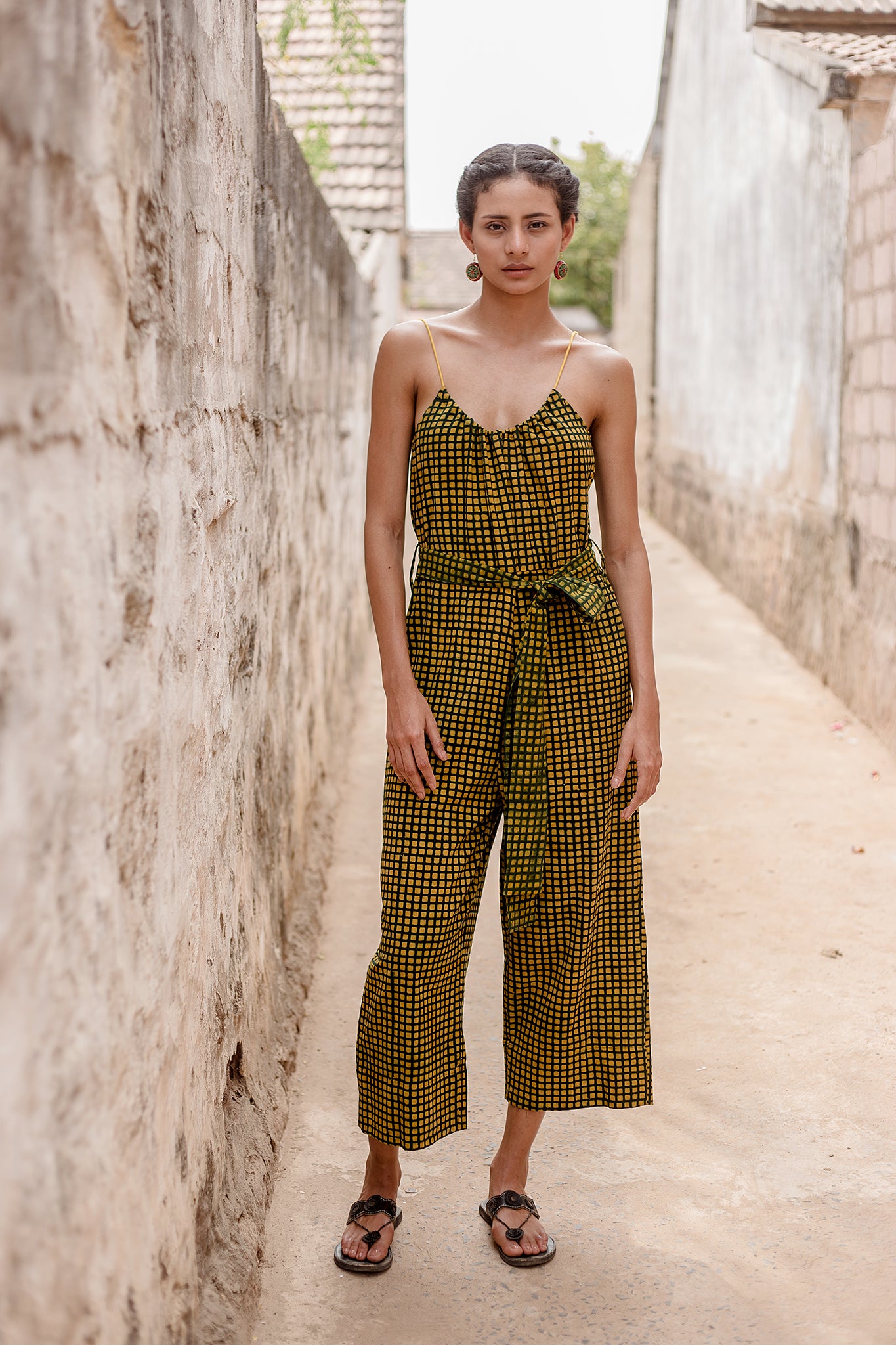 Lila Jumpsuit in Grass Grid Block