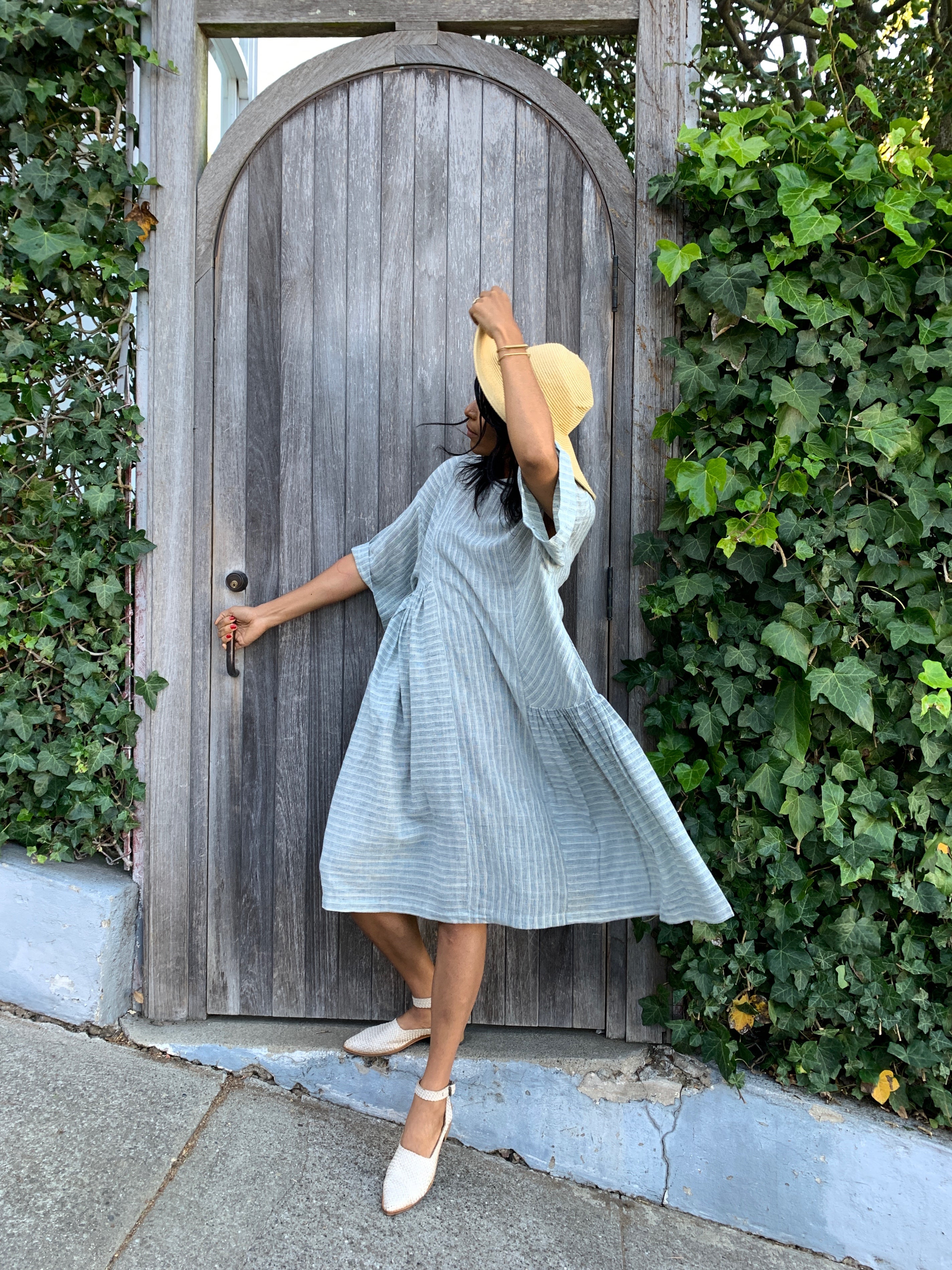 May Boxy Dress in Black Stripe