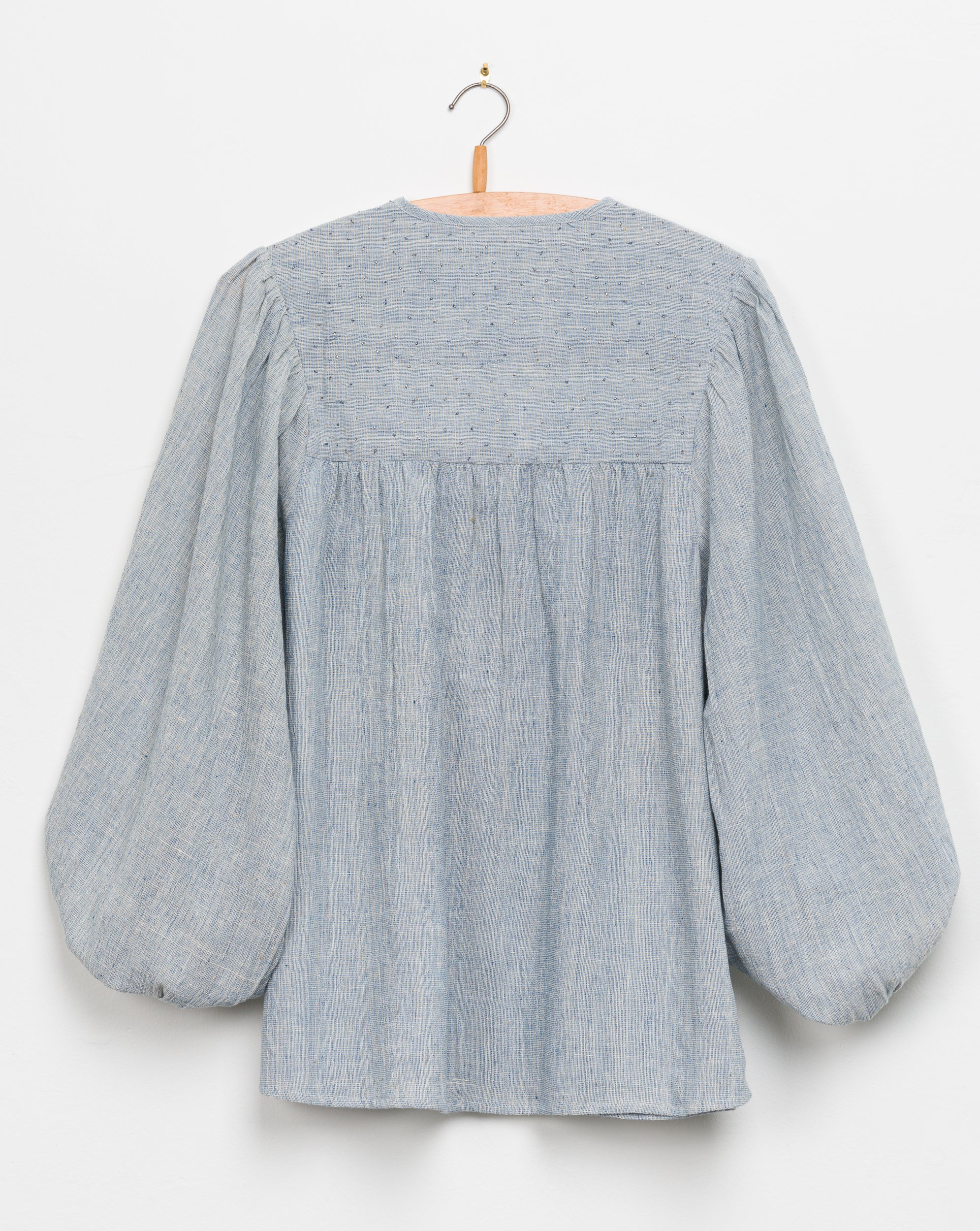 Madhuri L/S Peasant Top in Lt Indigo Gauze