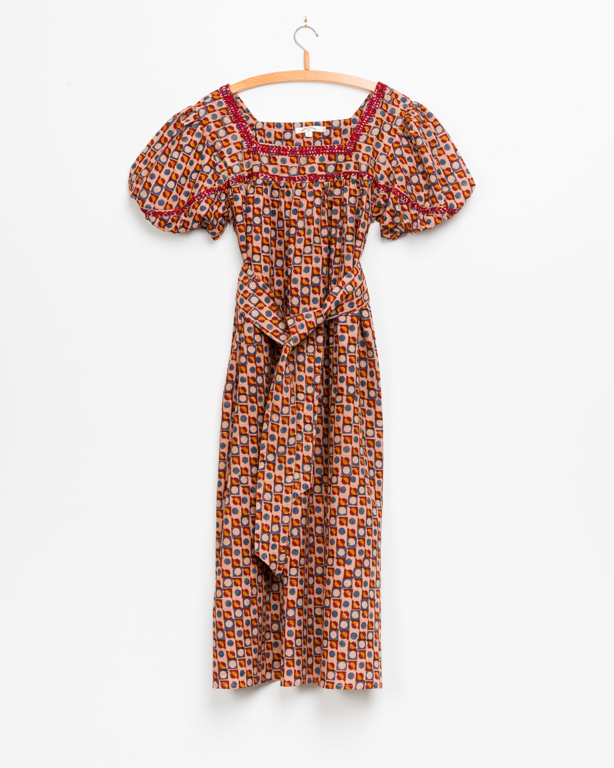 Devi Peasant Dress in Circles
