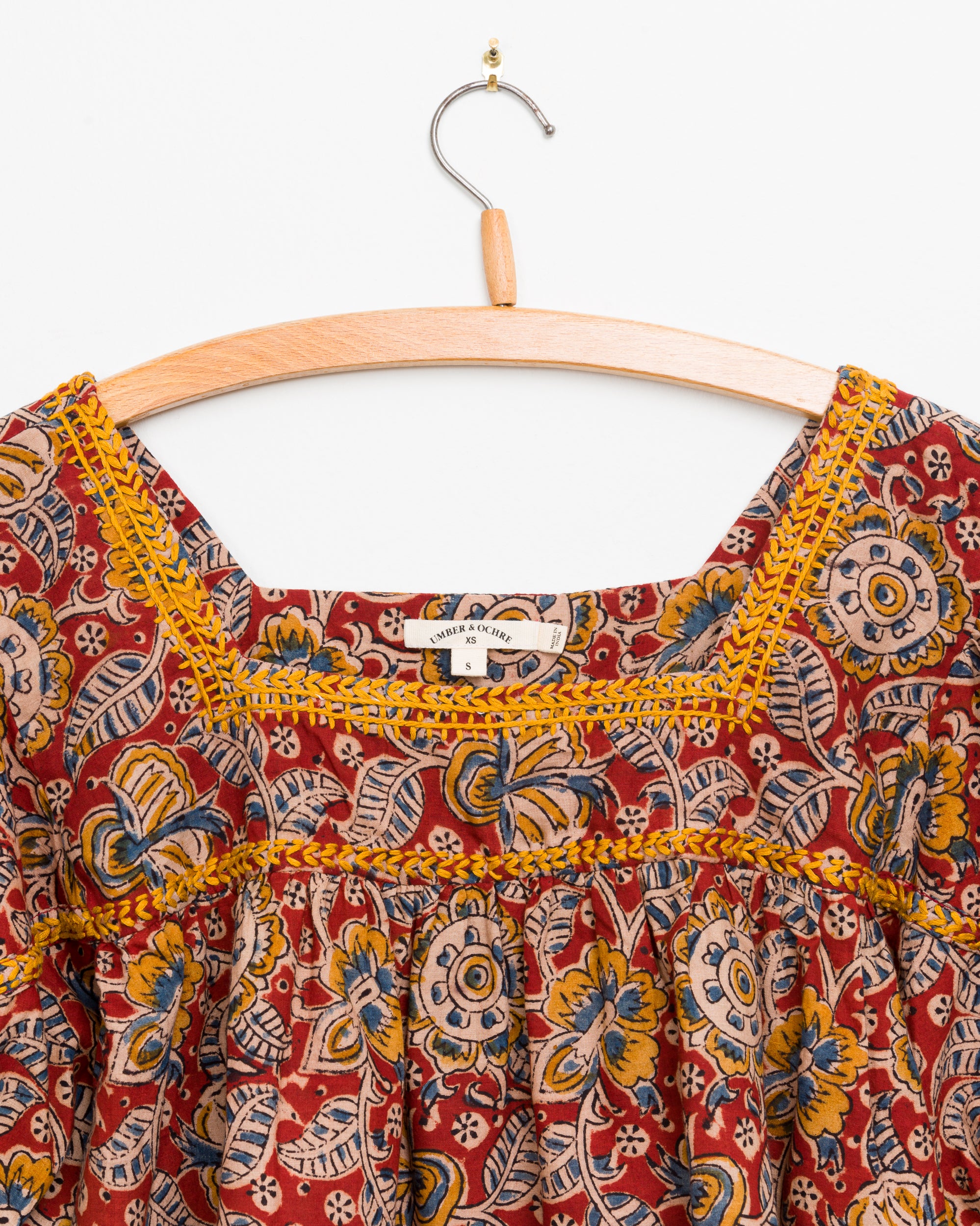 Devika S/S Peasant Top in Red Floral