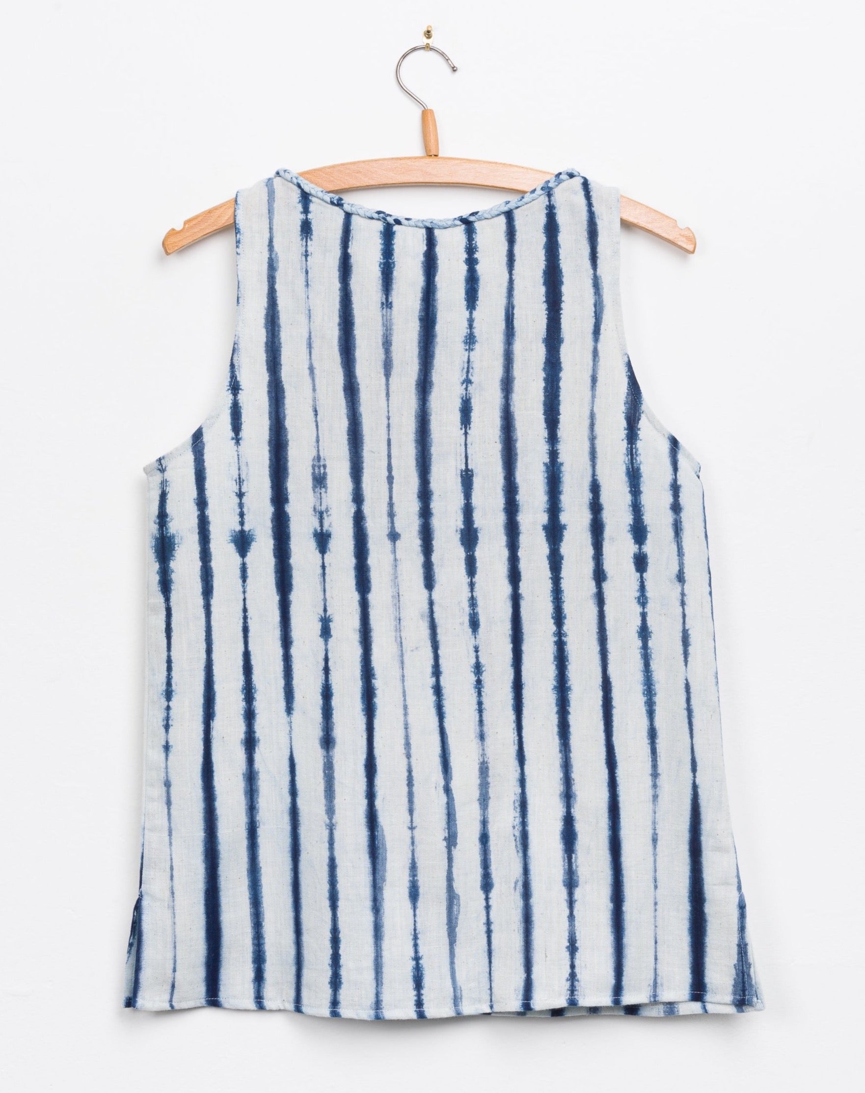 Oni Boatneck Tank in Natural Stripe Shibori