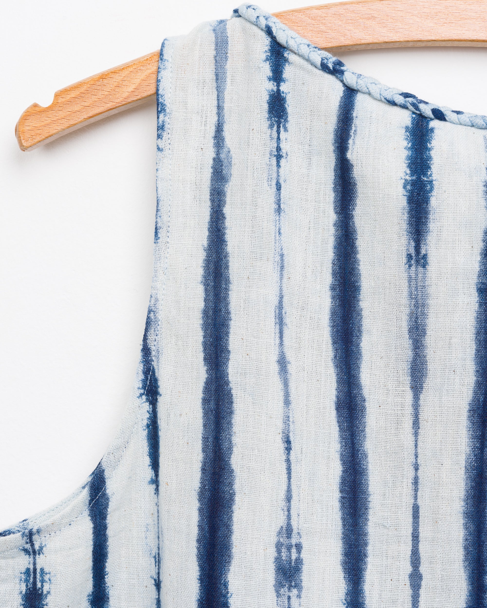 Oni Boatneck Tank in Natural Stripe Shibori