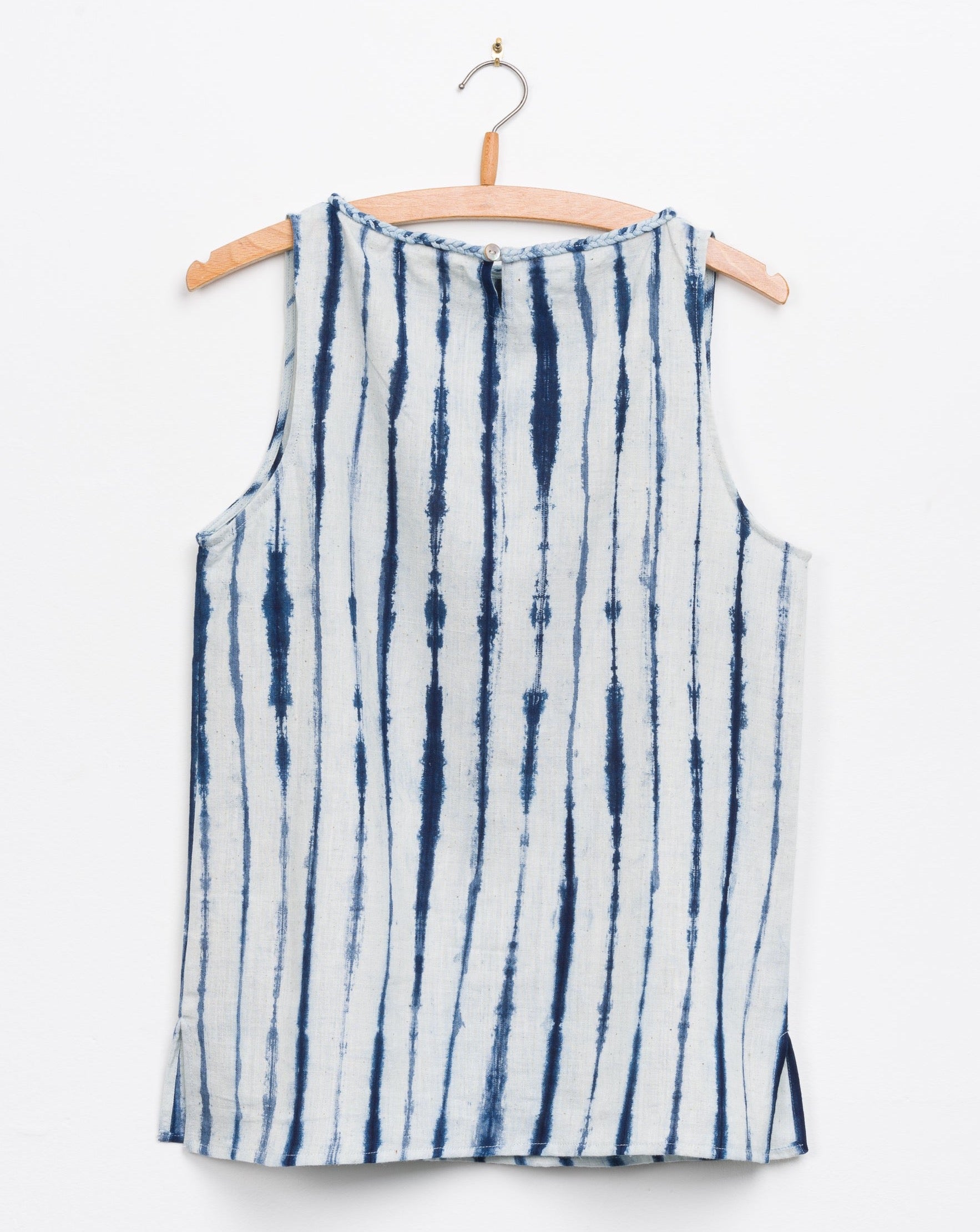 Oni Boatneck Tank in Natural Stripe Shibori