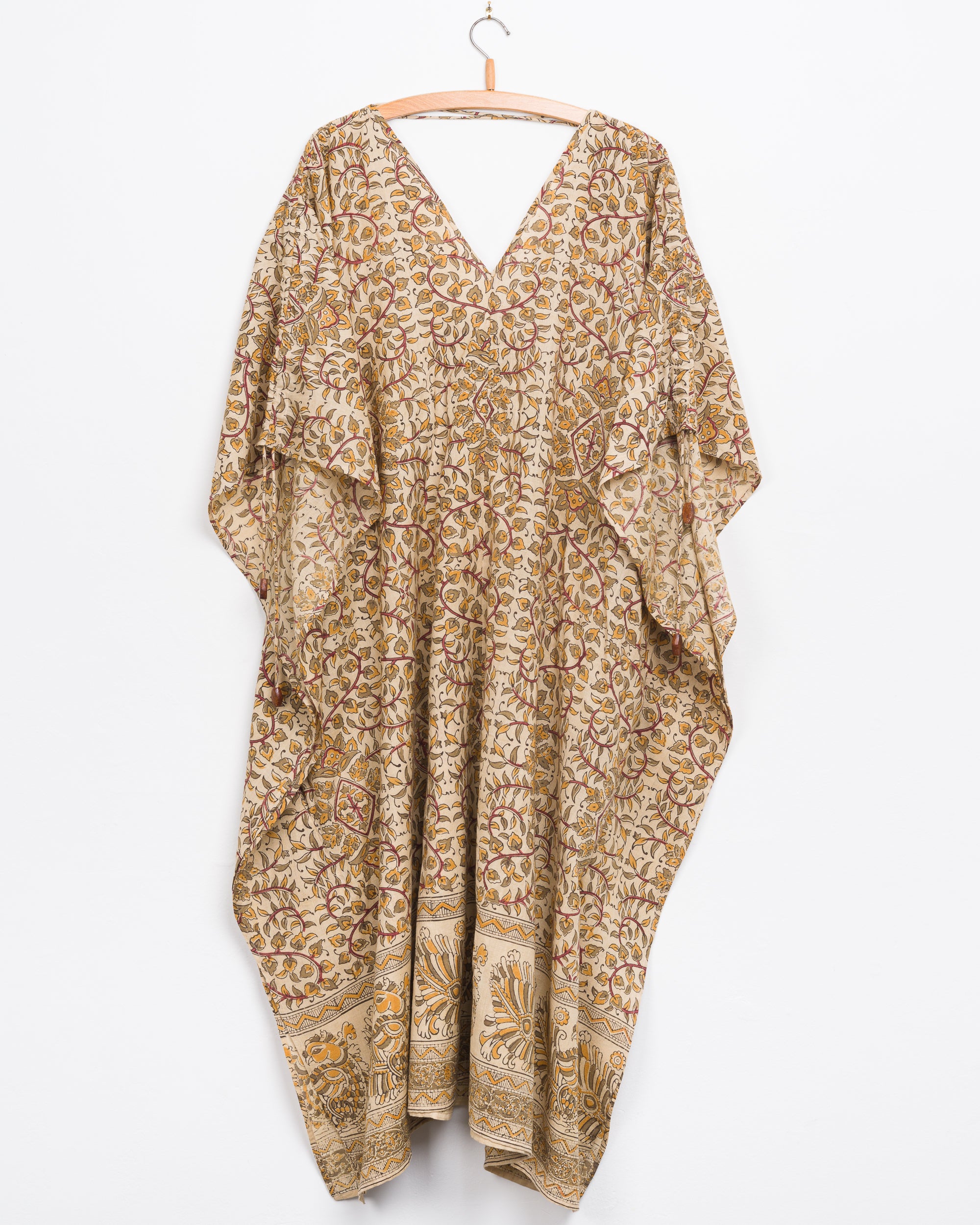 Cleo Caftan in Rust Peacock Border Block