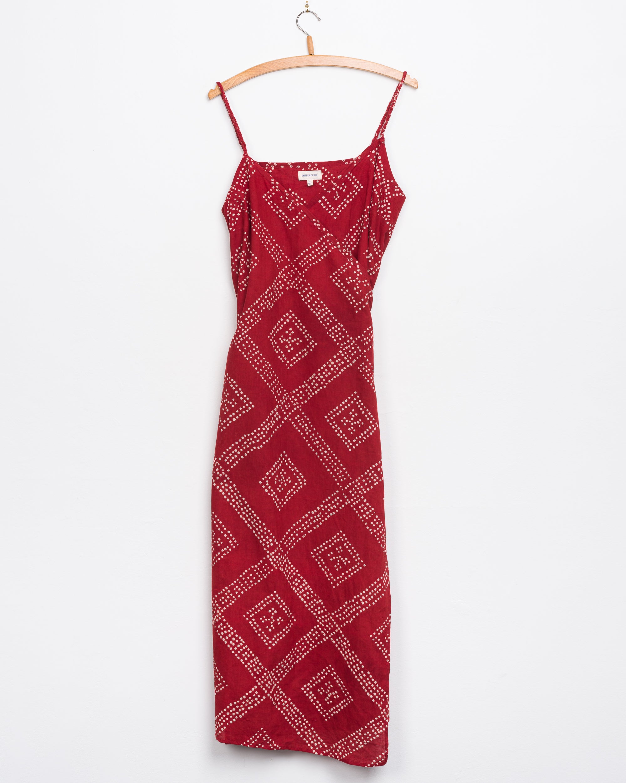Aahana Strappy Wrap Dress in Red Tile Bandhani MW